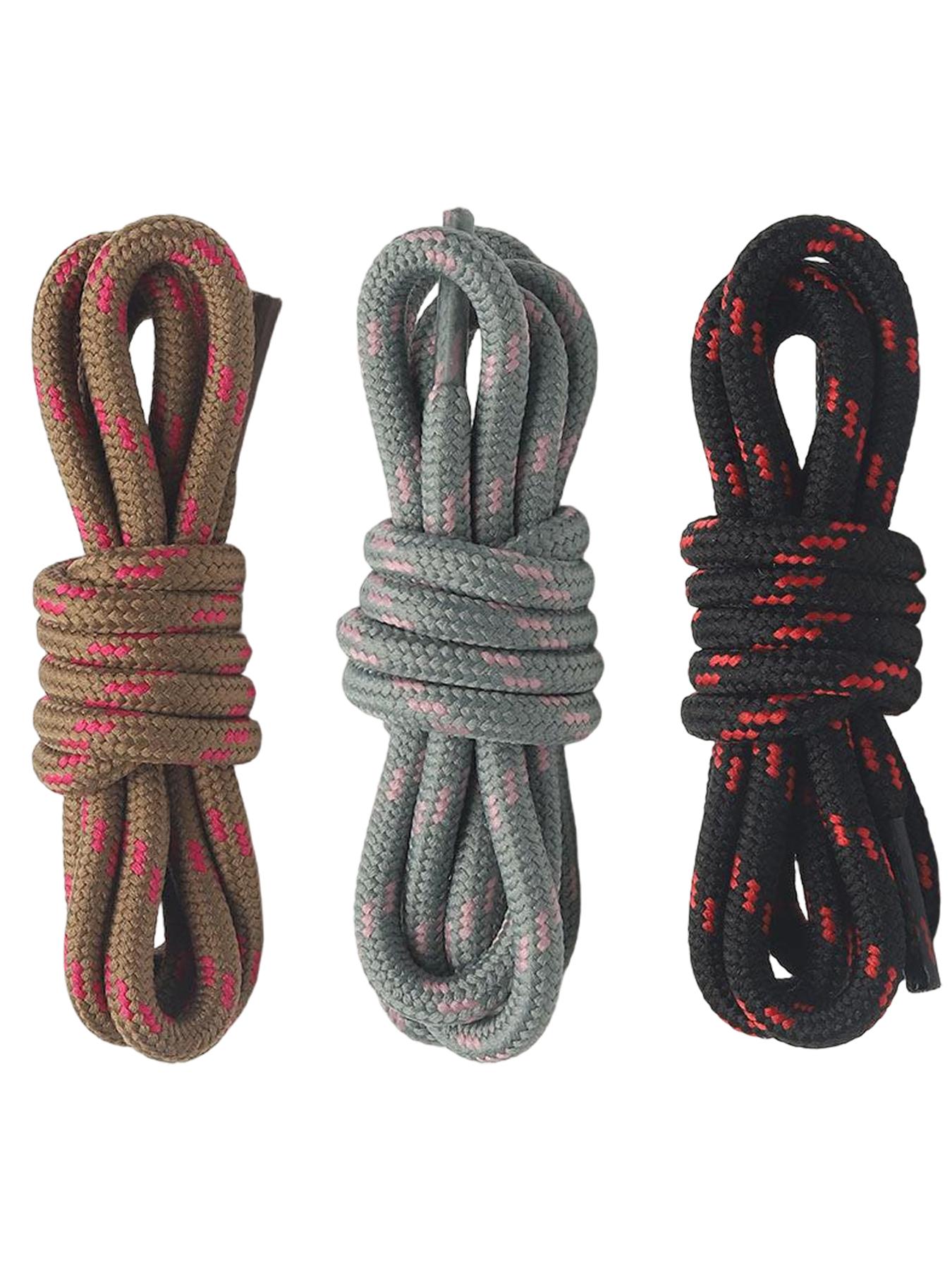 Round Shoelaces [3 Pairs], Heavy-Duty Work Boots Lace-Up Half Round 4mm, Suitable for Industrial Boots