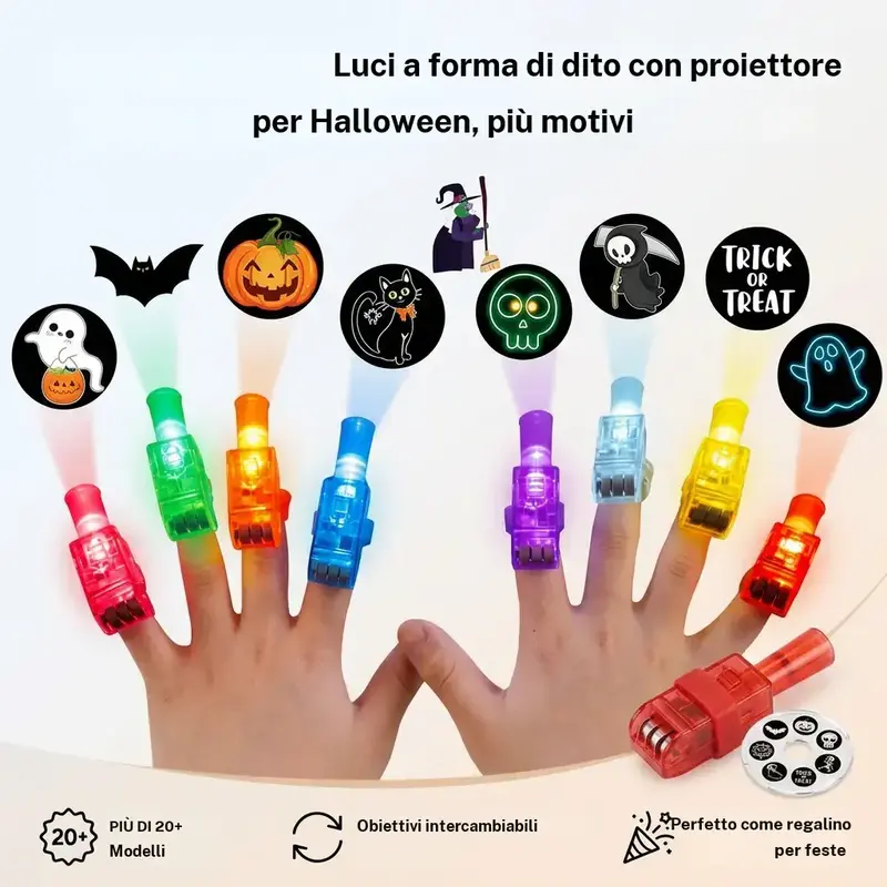 36Pcs 24Pcs 8pcs Halloween Finger Lights, 18+ Projection Patterns LED Light Rings, Glow Finger Toys for Kids, Party Favor, Halloween Party Decorations & Gifts