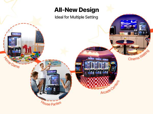 VEVOR Claw Crane Machine, Medium-Sized Arcade Game Machine with Light Sound, Adjustable Steel Claws, Precise Toy Candy Grabber Prize Dispenser Vending Toy, for Commercial Home Cinema, Black Purple