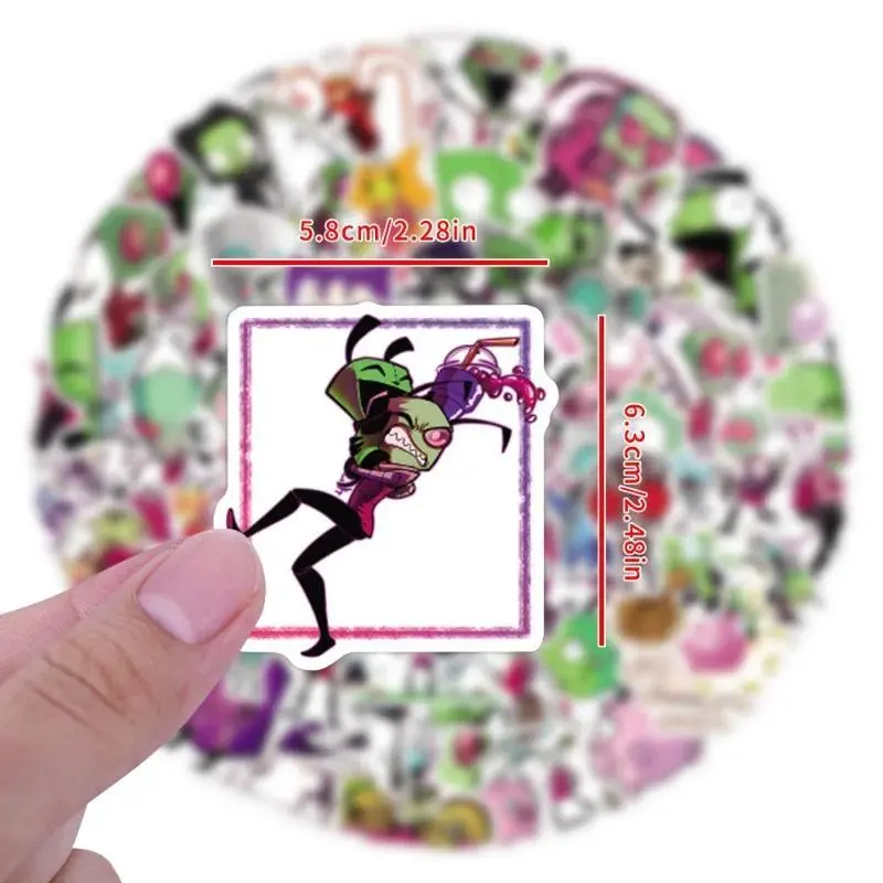55pcs Animation Invader ZIM‌ Cartoon Graffiti Stickers Decals Suitcase Laptop Computer Guitar Decoration DIY Kids Classics Toy
