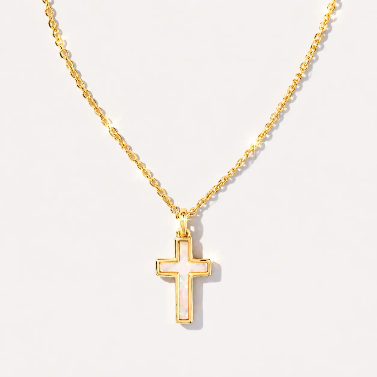 14K Gold Plated Cross Pendant Necklace, Fashion Colorful Handmade Cross Pendant Exquisite Necklace Chain Festivals, Birthdays, and Special Occasions Party Jewelry Holiday Gift