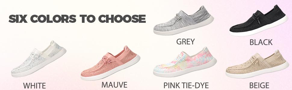 LUCKY STEP Women's Rhinestone Lace Up Loafers Shoes Comfortable Slip On Mesh Knit Walking Shoes Fashion Lightweight Sparkly Glitter Sneaker