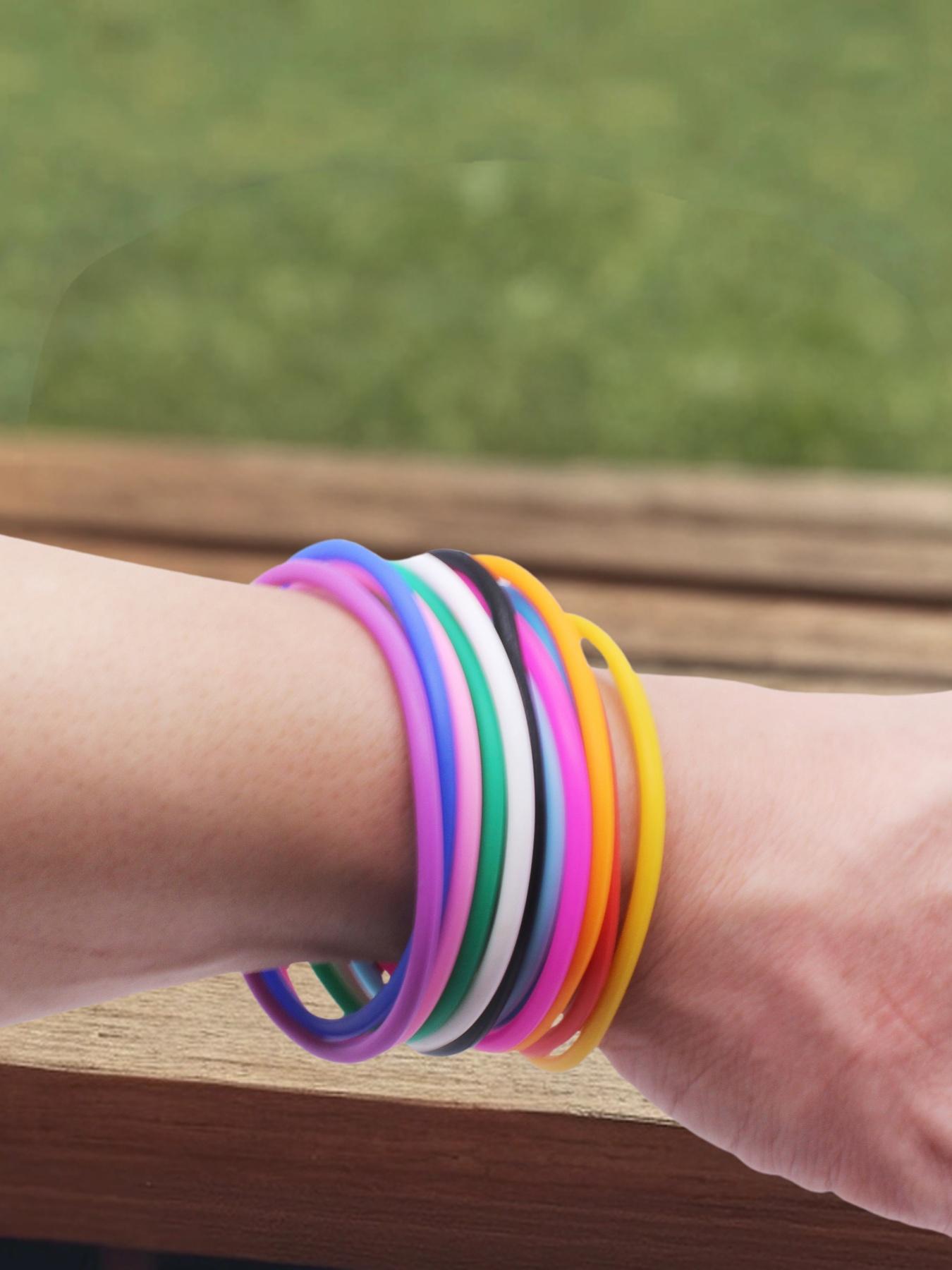 6pcs Small Round Solid Silicone Bracelets, Candy Color Versatile Fashionable Durable Elastic Wristbands, Daily Wear and Gift