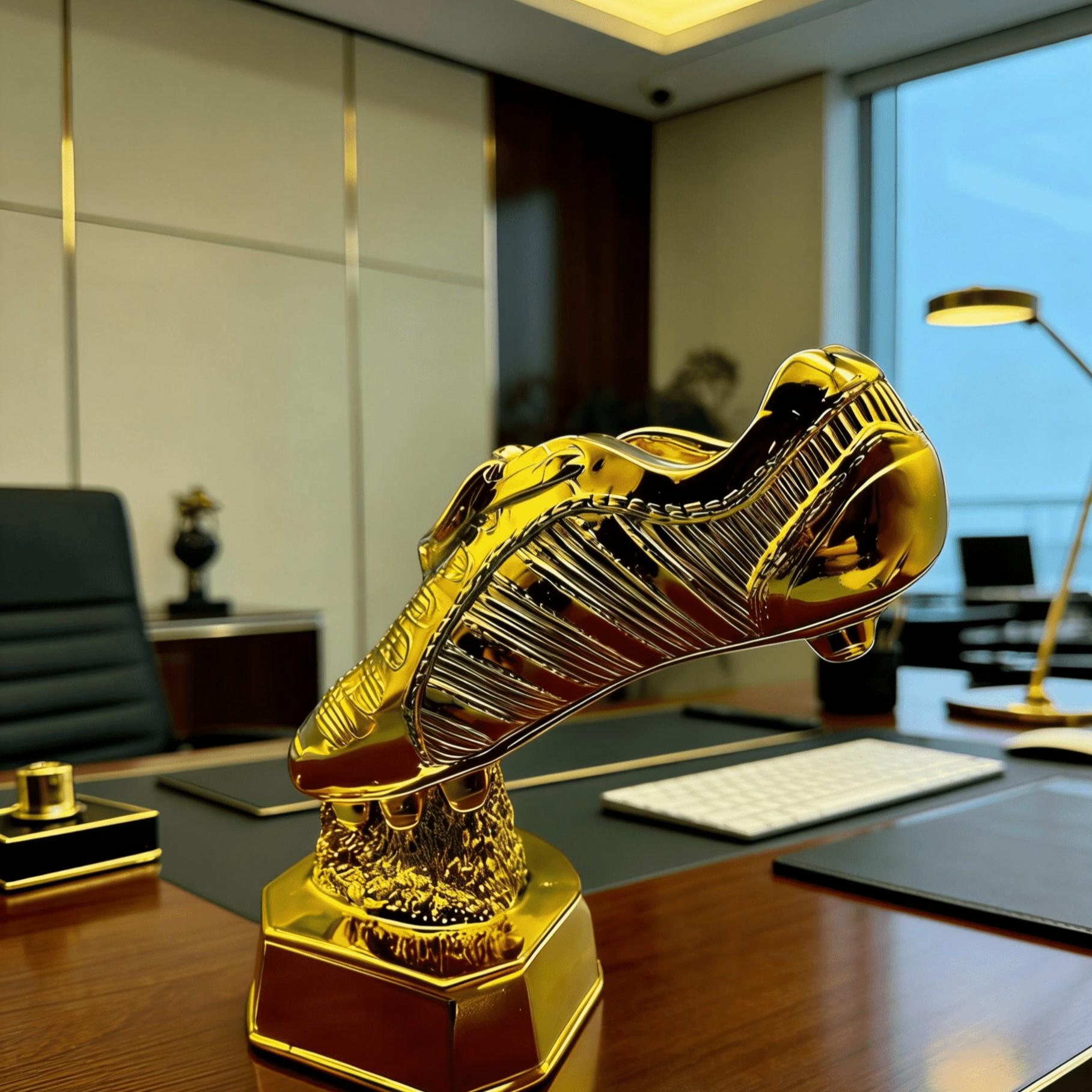 Large Golden Boot Trophy Cup Best Shooter Award Football Match Model Fan Memorial Collectible, Soccer Championship Souvenir