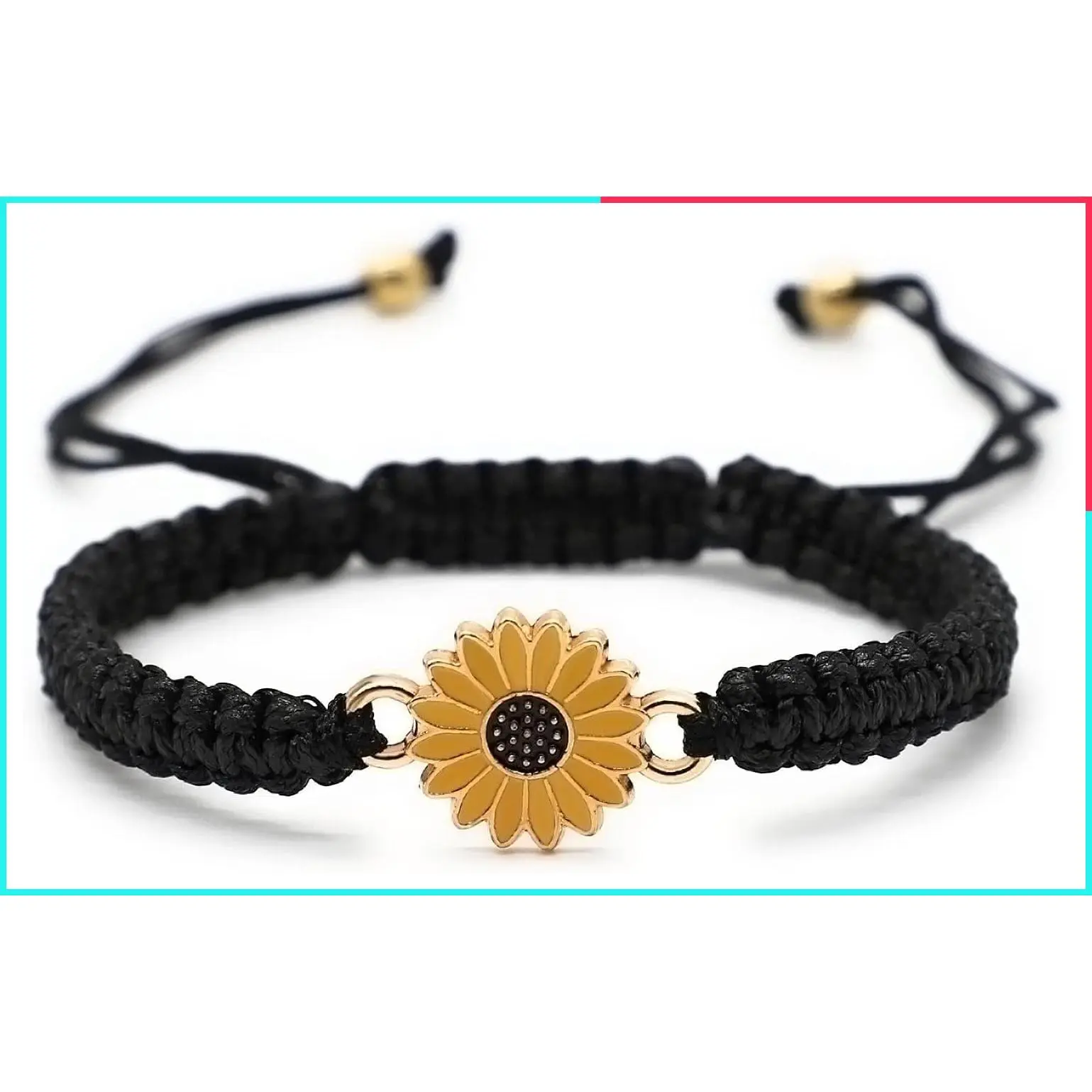 Adjustable Boho Sunflower Daisy Charm Bracelets Handmade Braided Rope Friendship Matching Couple Promise Bracelets for Women