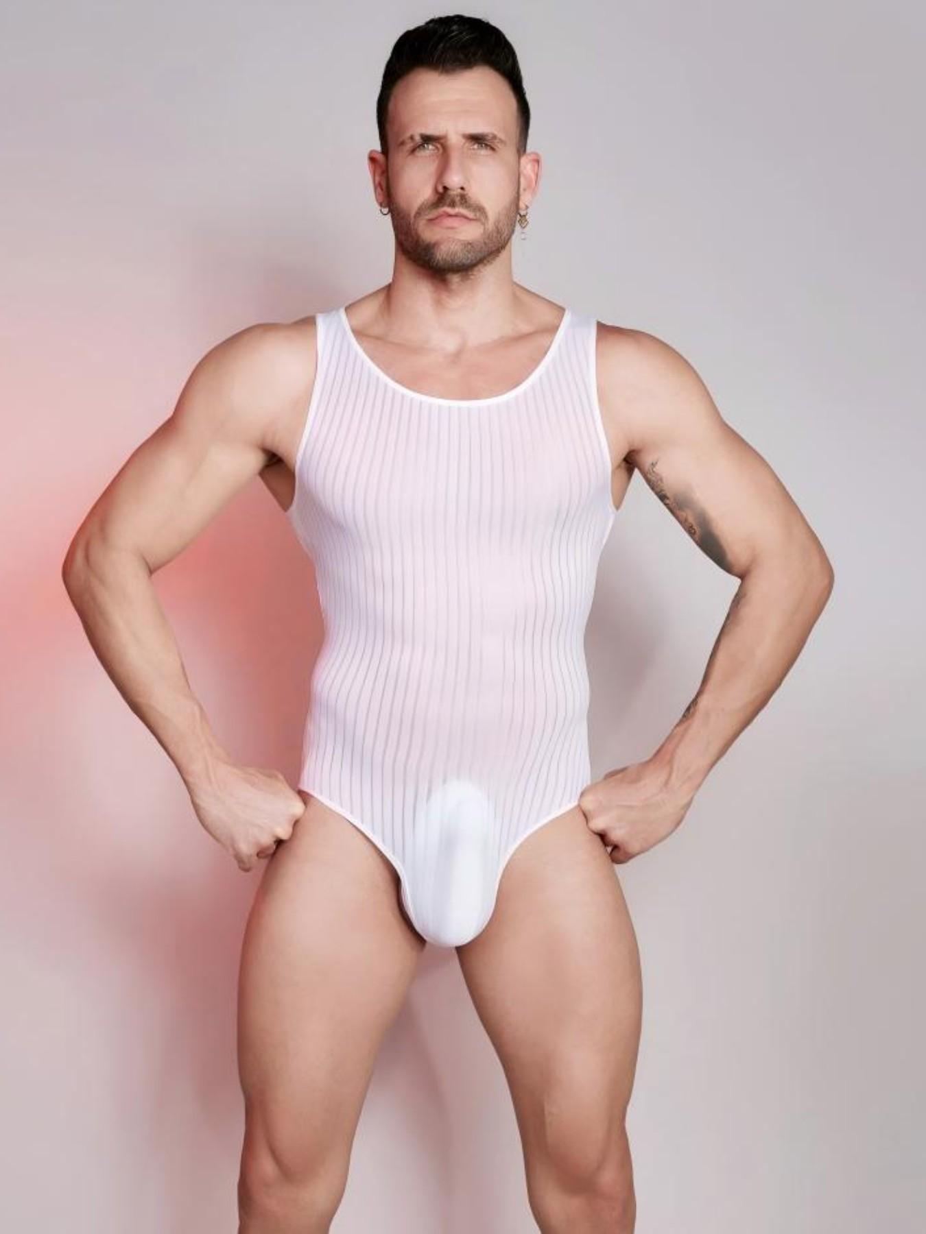 Slimming Sexy Underwear Thin Transparent Tight Fit Invisible High Elastic Vertical Stripes Comfortable One-Piece