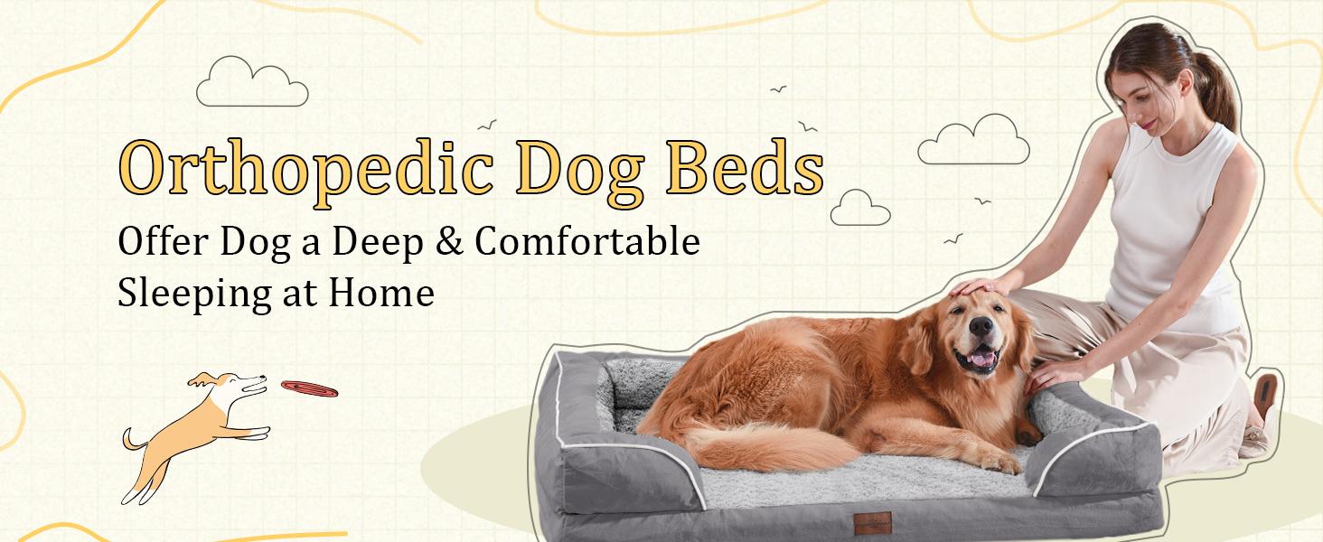 Medium Dog Beds Waterproof Orthopedic Foam Dog Beds for Medium Dogs Sofa Comfy Pet Bed with Washable Removable Cover & Non-Slip Bottom