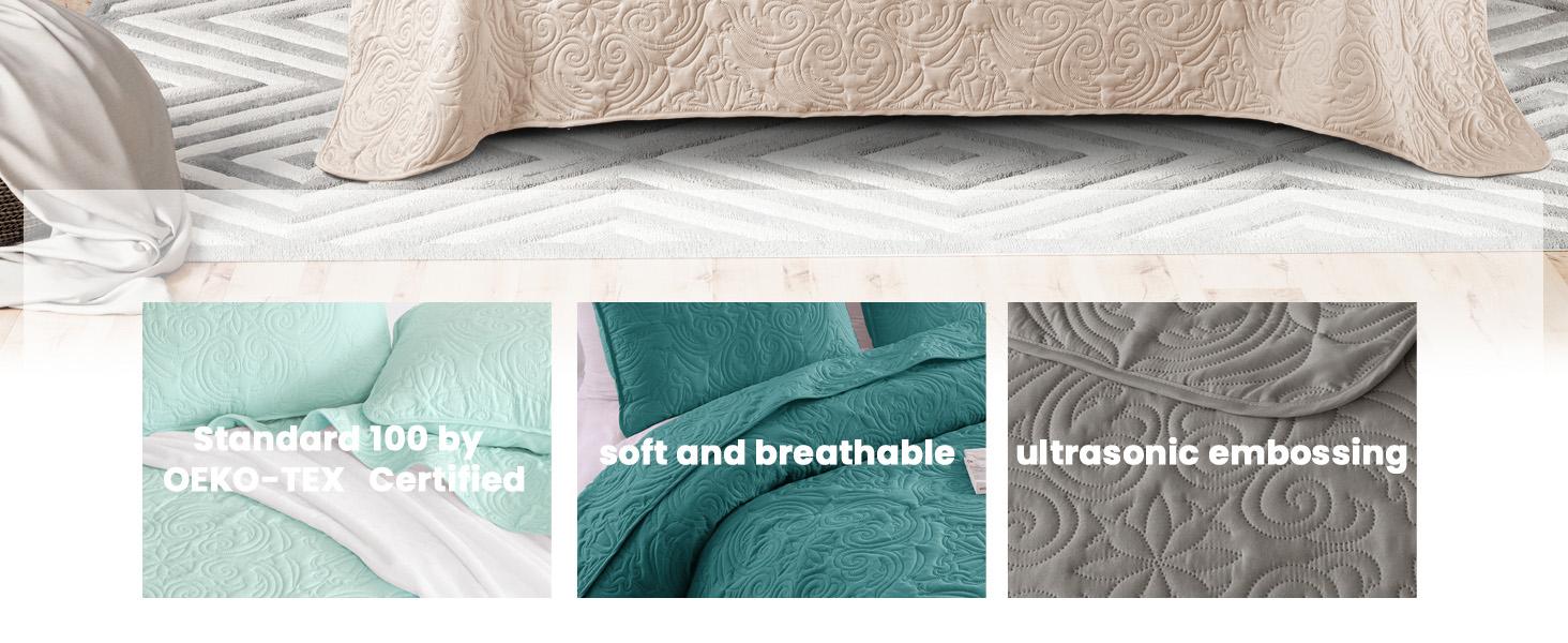 Exclusivo Mezcla Quilt Bedding Set, Lightweight Vintage  Quilts with Pillow Sham, Soft Bedspreads Coverlets for All Seasons