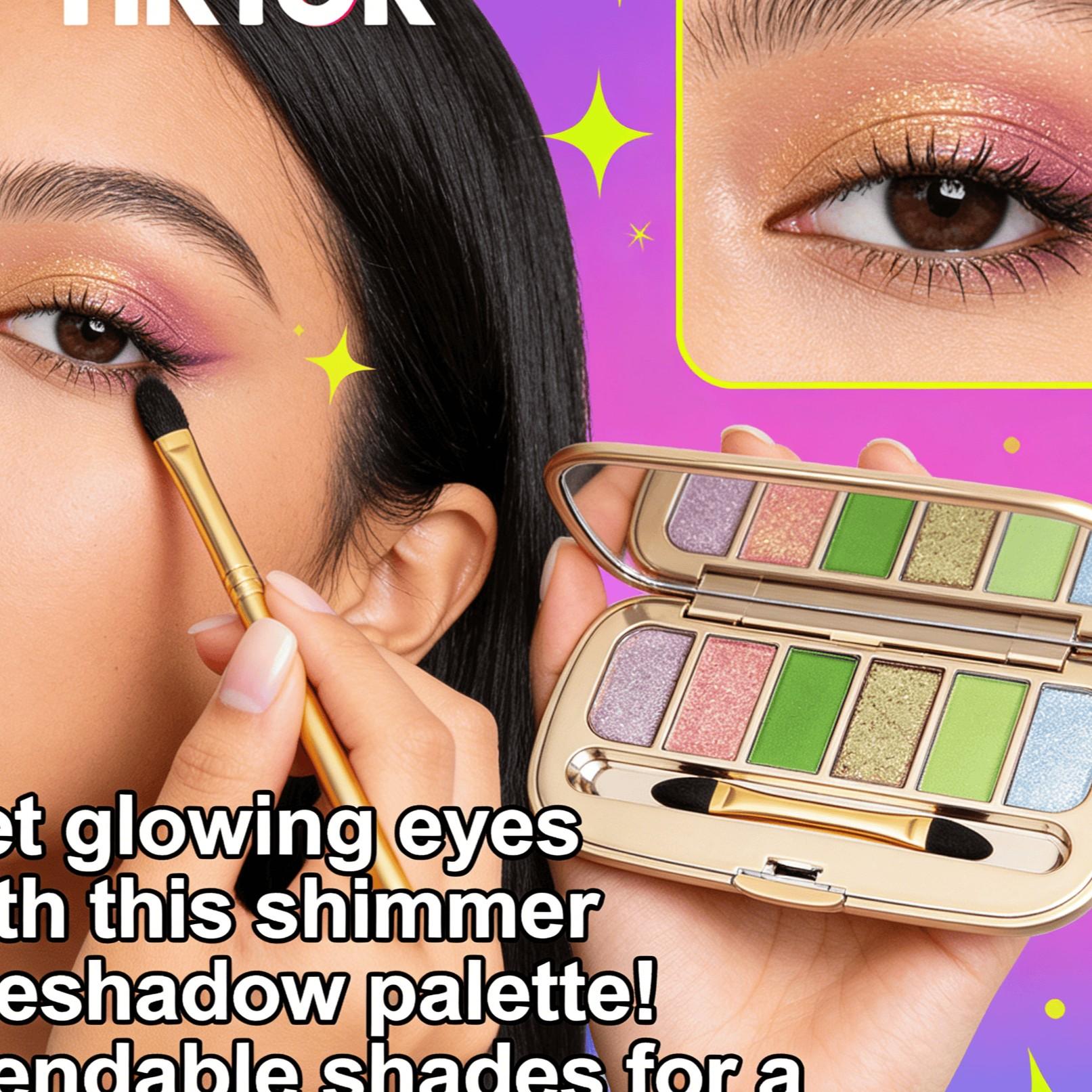 Bear 6-Color Round Glitter Eyeshadow Palette, Multicolor Eye Shadow, Perfect for Daily Use and Party Makeup, Versatile and Stylish