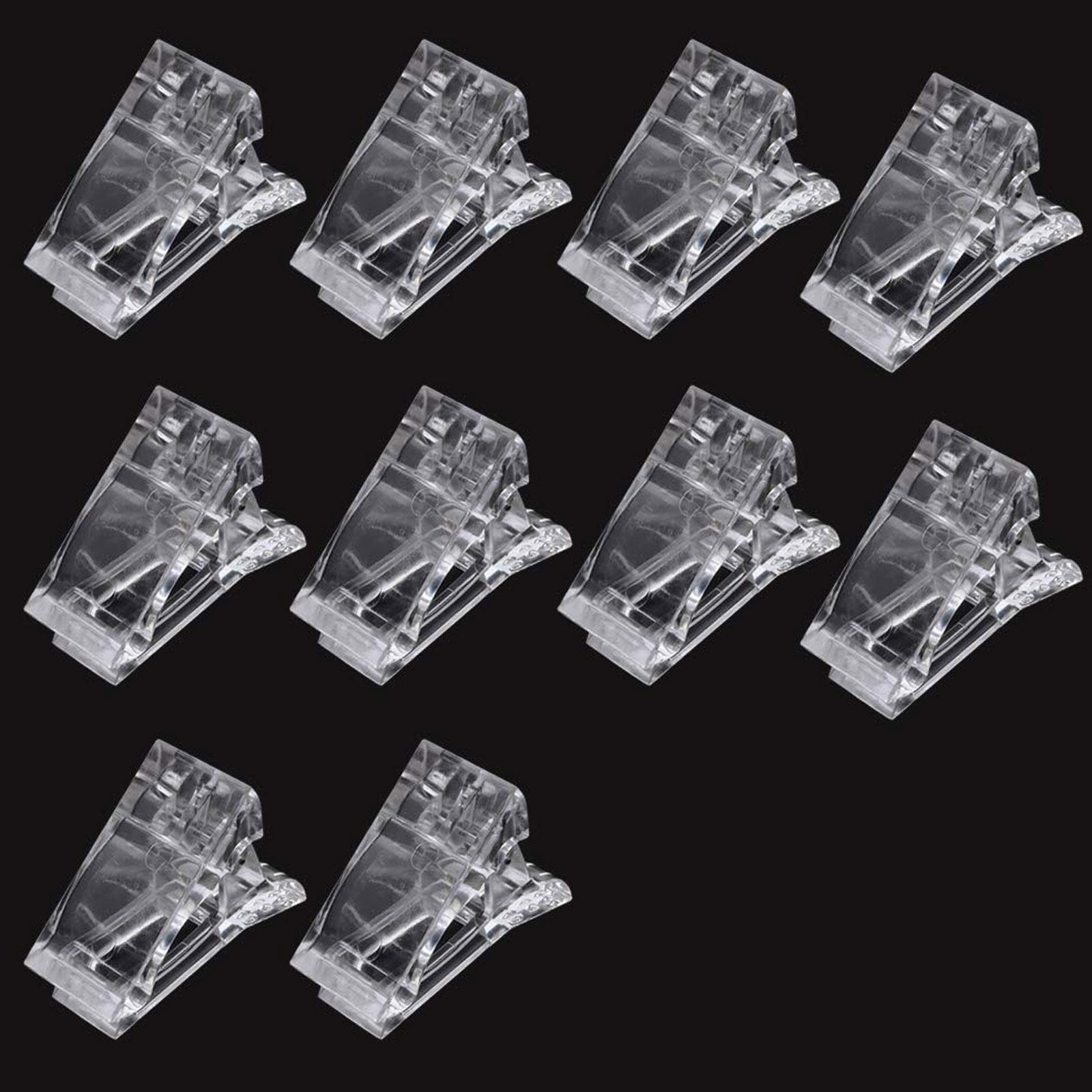 10pcs Acrylic Nail Clip Transparent Gel Quick Building Nail Tips Clips Fingernail Extension UV Clamps Manicuring Art Builder Tools Set