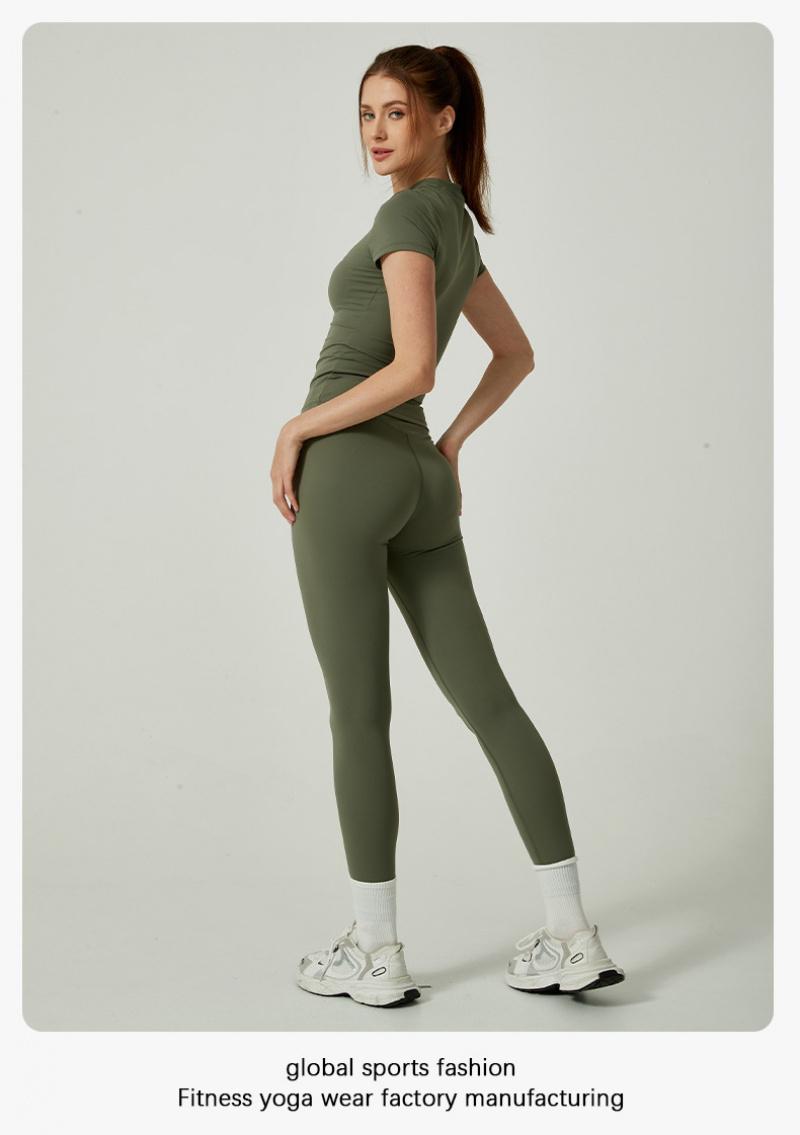 Solid color sports T-shirt set, round neck, slim fit, stretchy fabric, suitable for yoga and gym workouts, women's sportswear, sporty style clothing, fitness shirt, workout top, loose fitness shirt, fitness set