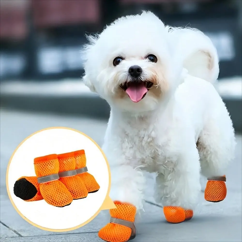 Breathable Mesh Puppy Shoes for Small to Large Dogs, All-Season Outdoor Dog Booties with Shock-Absorbing Soles & Adjustable Secure Straps, Mesh Fabric, Full Sizes, Shock Absorb, Avoids Stuffy Sweaty Paws, Flexible Soft Sole, Outdoor Walking, Breathe Easy,