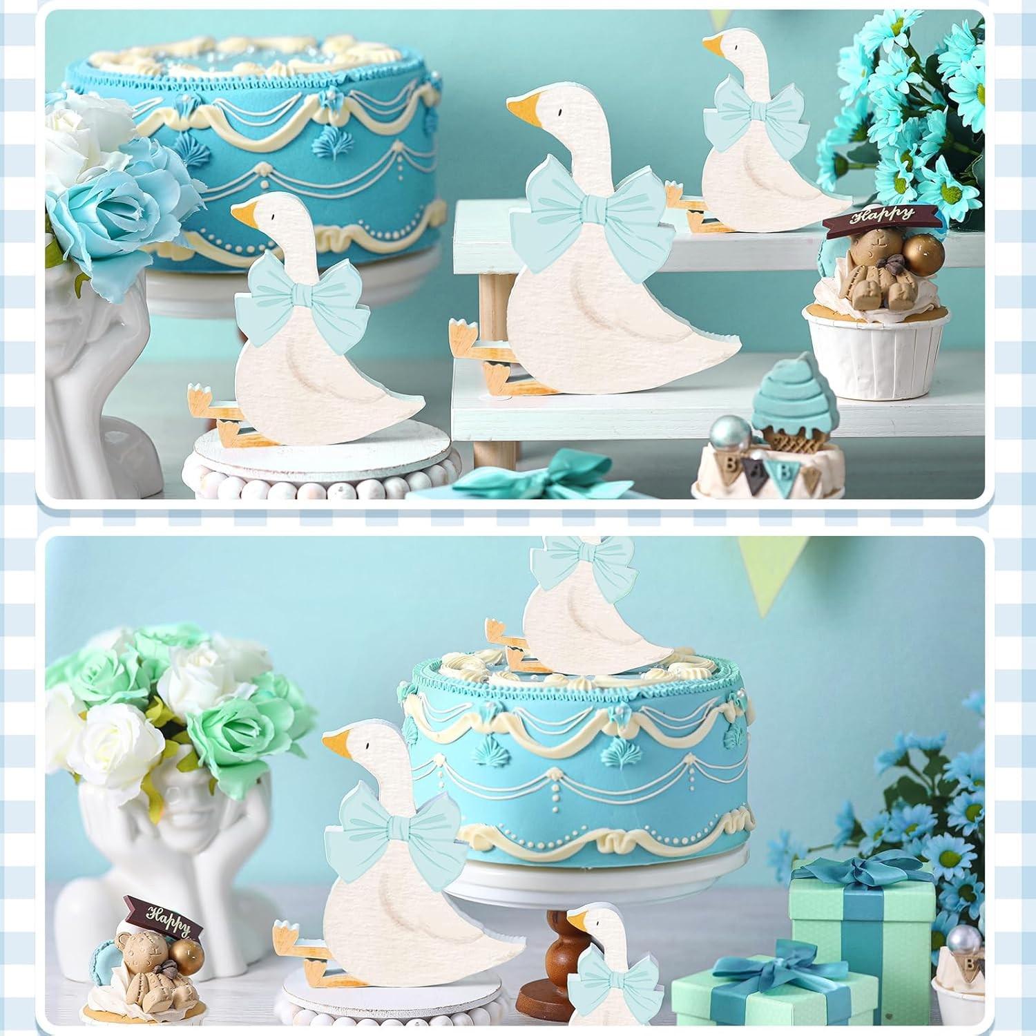 3 Piece Set Goose Birthday Party Decor Bow PVC Material Baby Shower Decoration Party Decoration Supplies Fun Dining Table Centerpiece Gift Layered Tray