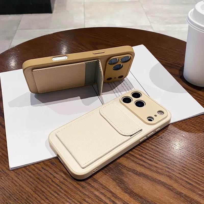 Women's Lychee Pattern Shockproof Magnetic Snap Cellphone Cover - Accessory with Card Slots, Card Bag Bracket, Change Bag, Camera Lens & Screen Protector - All-Inclusive Fit for iPhone 11,12,13pm,14,15pro,16plus,17,17Air,17promax, Accessories, Smartphone