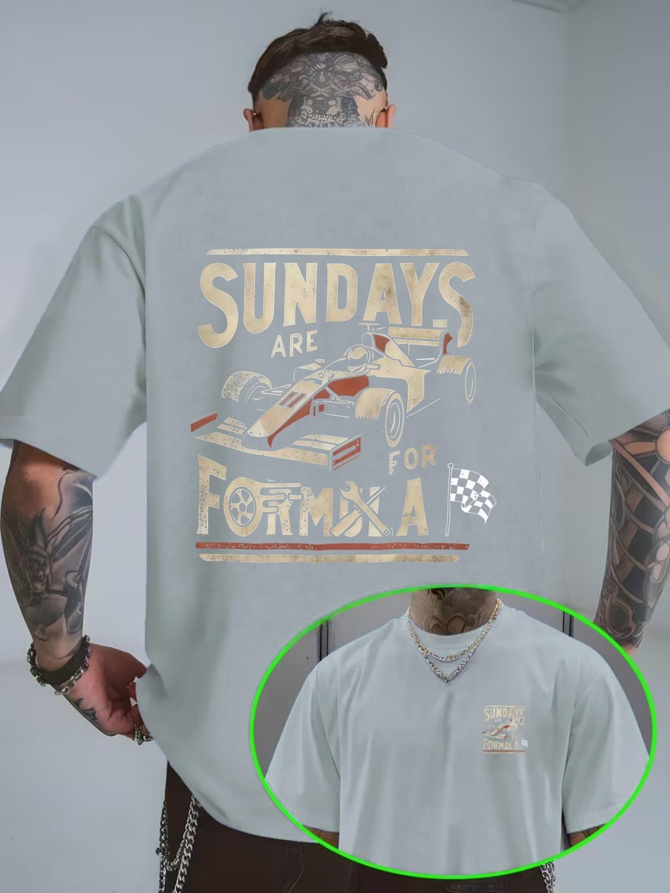 F1 Racing Print Vintage Cotton Short Sleeve T-Shirt, Casual Loose Fit, Home Wear, Daily, Tiktok Trend, Comfortable Unisex Top