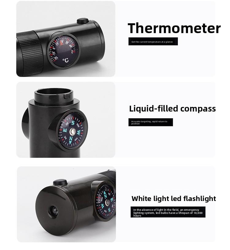 Outdoor Equipment 7-in-1 Multifunctional Whistle Survival Whistle Survival Whistle LED Light Thermometer Compass 7-in-1