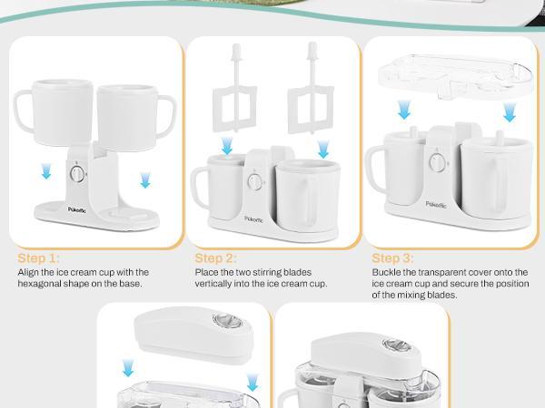 Pukomc  Dual-Function Ice Cream Maker: Quick-Freeze Bowl for Homemade Gelato & Sorbet in Minutes – Effortless Mixing, No Pre-Freezing Needed!