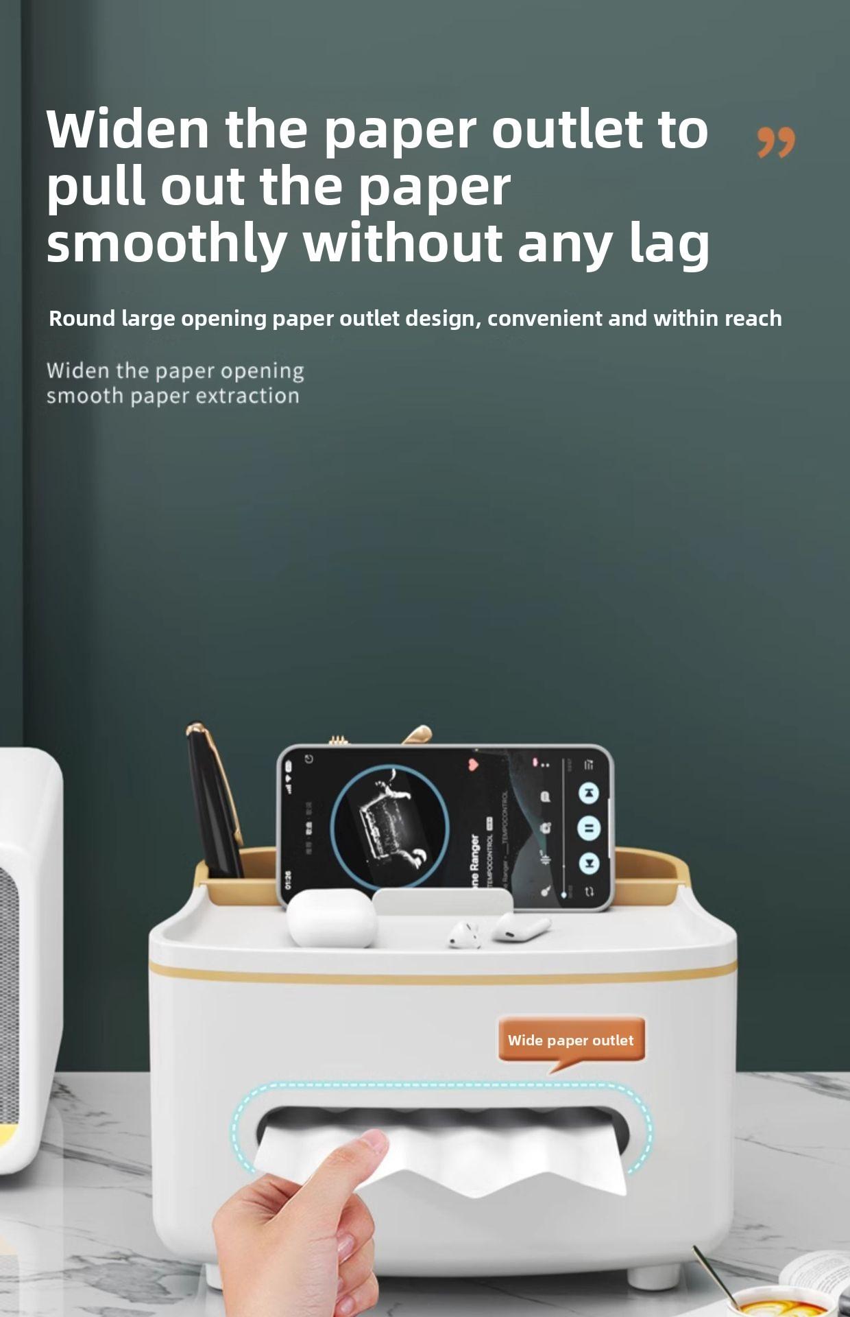 3-in-1 Remote Control Holder & Tissue Box, Tissue Dispenser with Storage Compartment, White/Mint Green - Plastic Coffee Table, Nightstand Centerpiece - Compatible with TV/Phone/DVD - Space-Saving Design, Office Organization & Storage