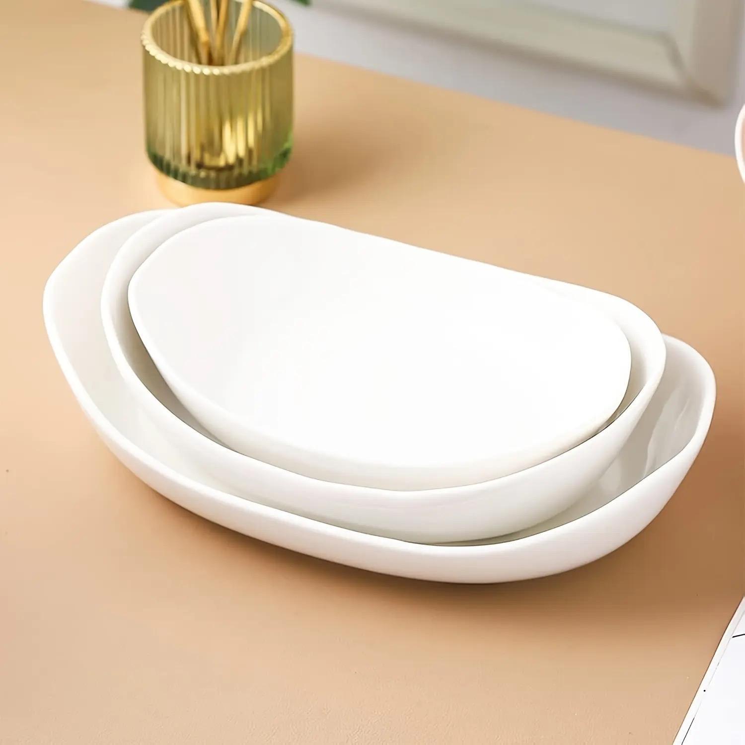 3-Tier Oval Fruit Basket with Bamboo Stand, Durable Polypropylene Kitchen Storage Rack, Modern Serving Tray, Display Riser