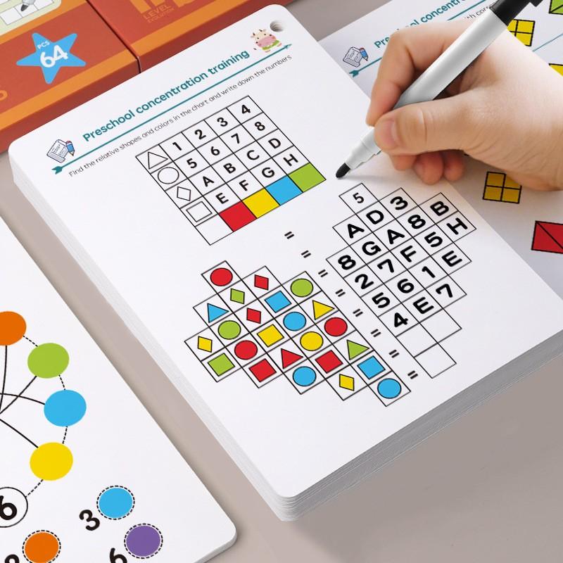 Erasable Pen Connect-the-Dots Training Cards, Erasable Pen   Eraser, Brain Training, Easter Gift for Boys and Girls, Pattern/Number/Coloronnect-the-Dots, Exercises Children's Judgment and Thinking Skills