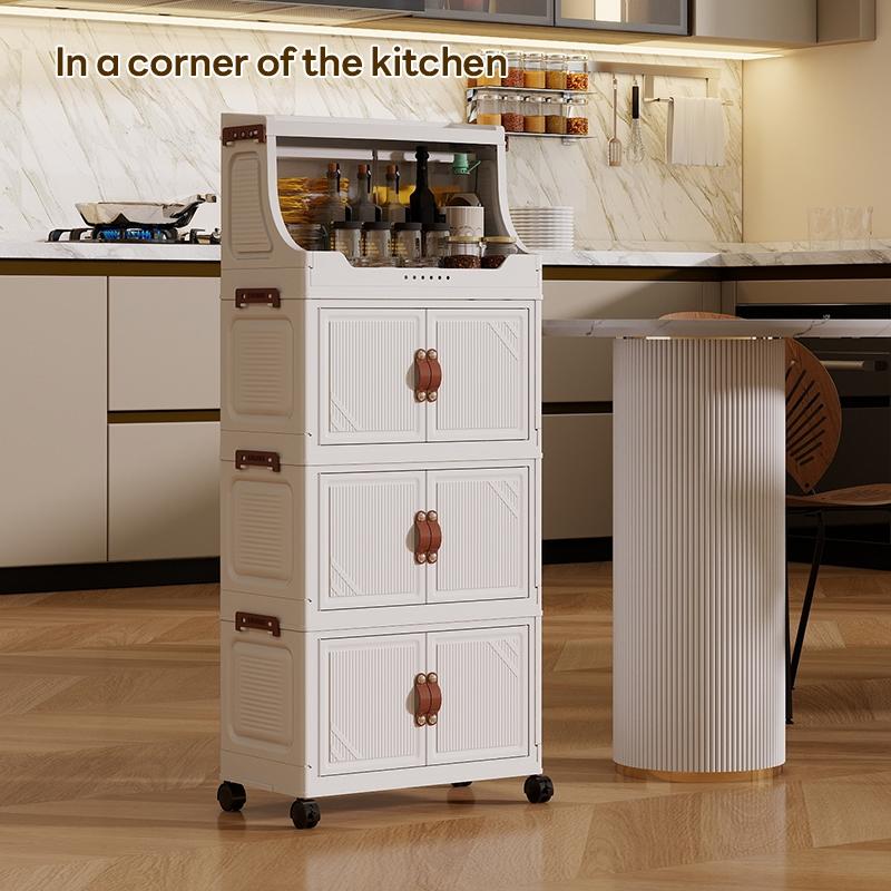 Foldable Storage Cabinet 36cm*25cm/46cm*28cm, Durable Plastic Organizer with Wheels, Easy Assembly, Ideal for Home & Gifts