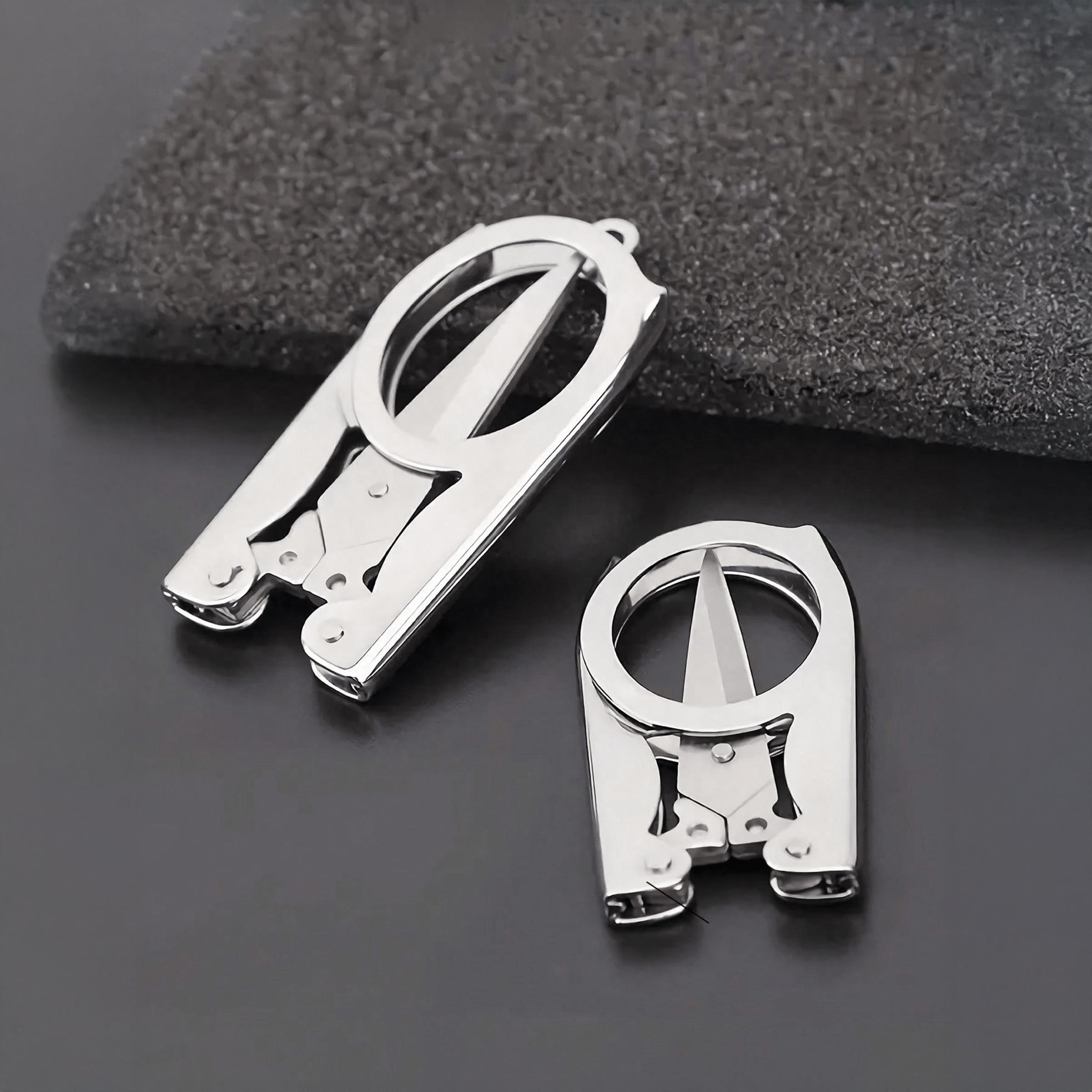 1pc Folding Scissors, Steel Small Scissors Pocket Portable, Foldable String In Key Ring Travel Scissors Mini Craft Knife, Paper Cutters, Cutting Supplies, Office Cutting Supply, Home Office, Office Gadgets