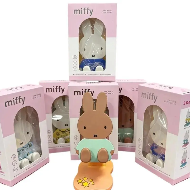 Kawaii Miffy Telescopic Folding Mobile Phone Desktop Stand Cute Cartoon Computer Tablet Stand Ornament Decorative Toy Gift
