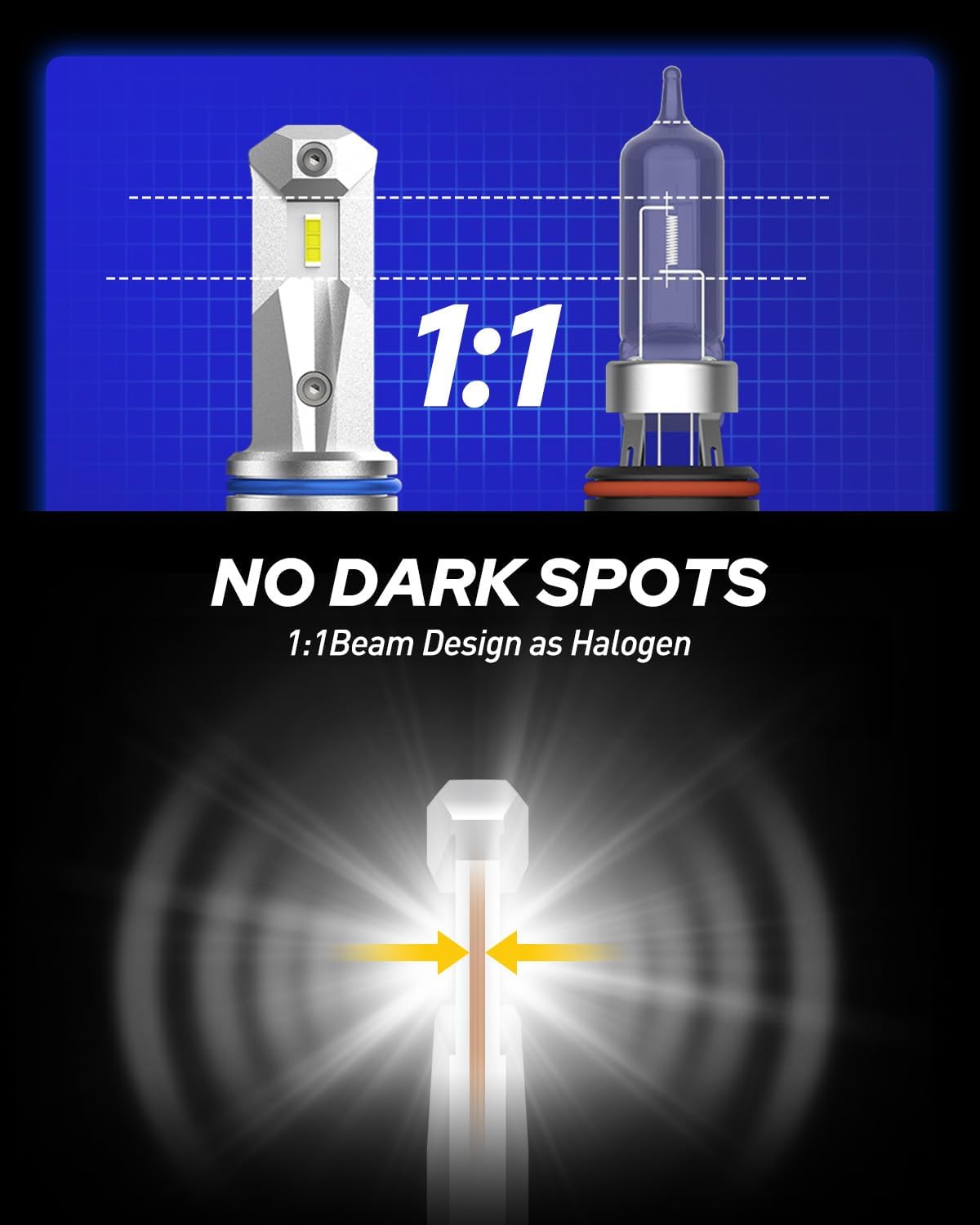 AUTOONE 9005/9006/H11 LED Headlight Bulbs Combo, 9005/HB3 9006/HB4 H11/H8/H9 Halogen Replacement HeadLamp Bulbs Kit, 6000K White Super Bright Plug and Play, Pack of 4 or 2