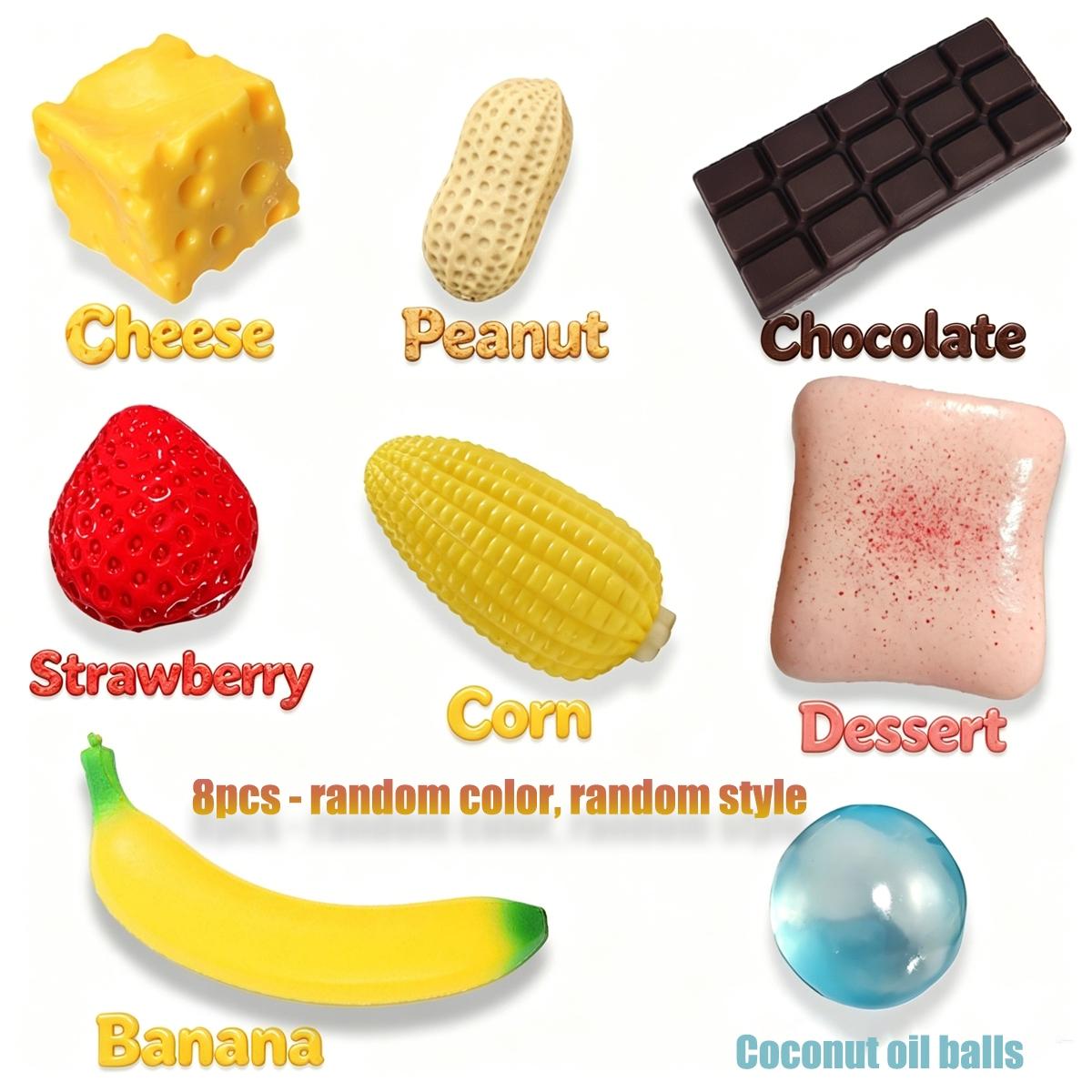 8pcs/set - Mysterious simulation fruit toast kneading box, blind box stress relief toy, sensory set, creative slow return kneading, prank friend party gift, with different styles, Squishy Fruit