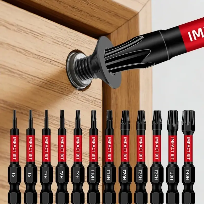 20 Piece S2 Steel Heavy Duty Impact Star Screwdriver Bit Set, T5-T40h, 10x25mm + 10x50mm, 1/4 Inch Hex Handle, Compatible with Impact Drivers and Drills