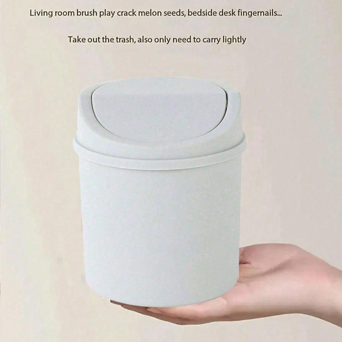 Mini Garbage Bin, Covered Trash Can, Desktop Trash Can, Plastic Waste Paper Basket, To Prevent Odor Leakage, Odor Prevention, Storing Fruit Peel & Paper Scraps To Keep Desk Tidy, Storage, For Office, Living Room, Study, Coffee Table Decor