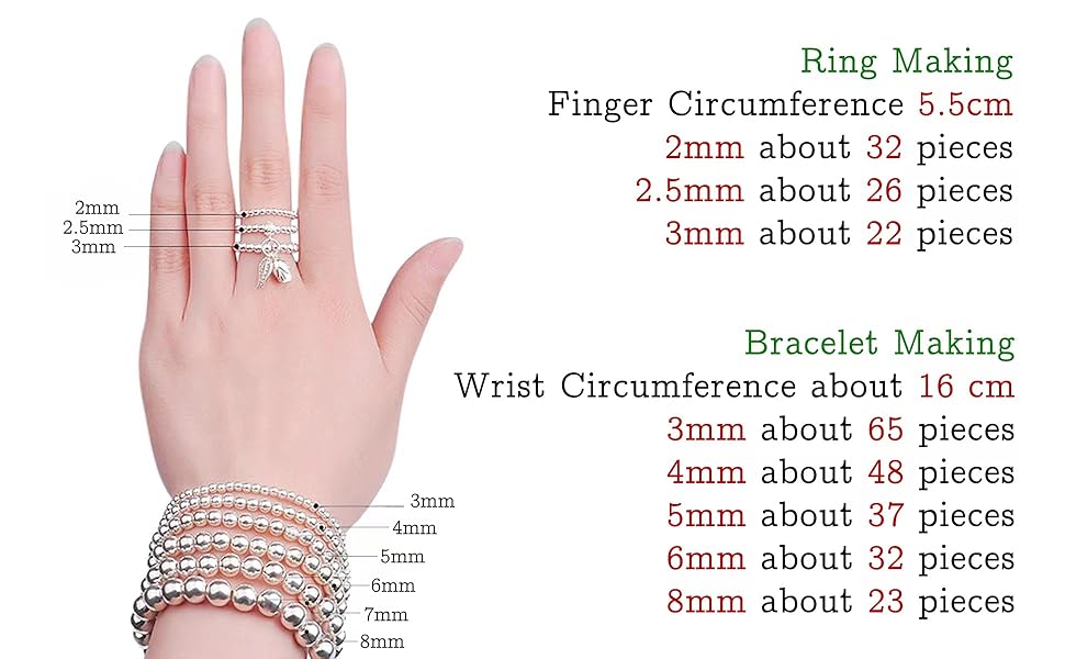 925 Sterling Silver Beads for Jewelry Making,Smooth Round Ball Beads Spacer Beads for Ring Necklace Earring Bracelets Making (Made in Italy 3mm)