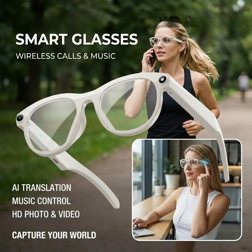 Real-Time Translation Smart Glasses M88, Colorful Lenses, HD Camera, Large Capacity Battery, Voice Assistant, Open Ear Design