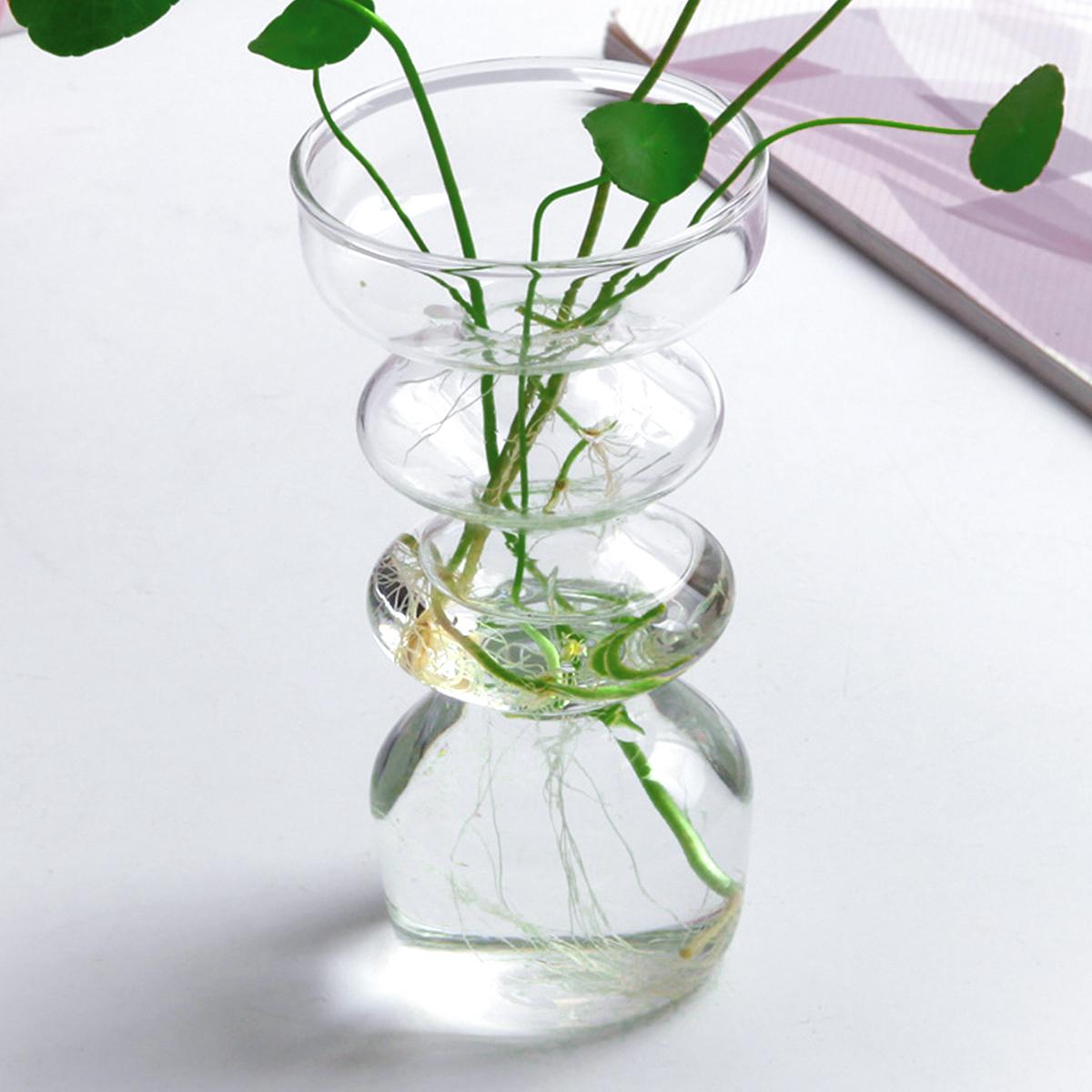 Modern Glass Vase, Hand-Blown Transparent Flower Pot, Unique Shape, Home Desktop Decoration, Water Culture Plant Container, Decorative Vase