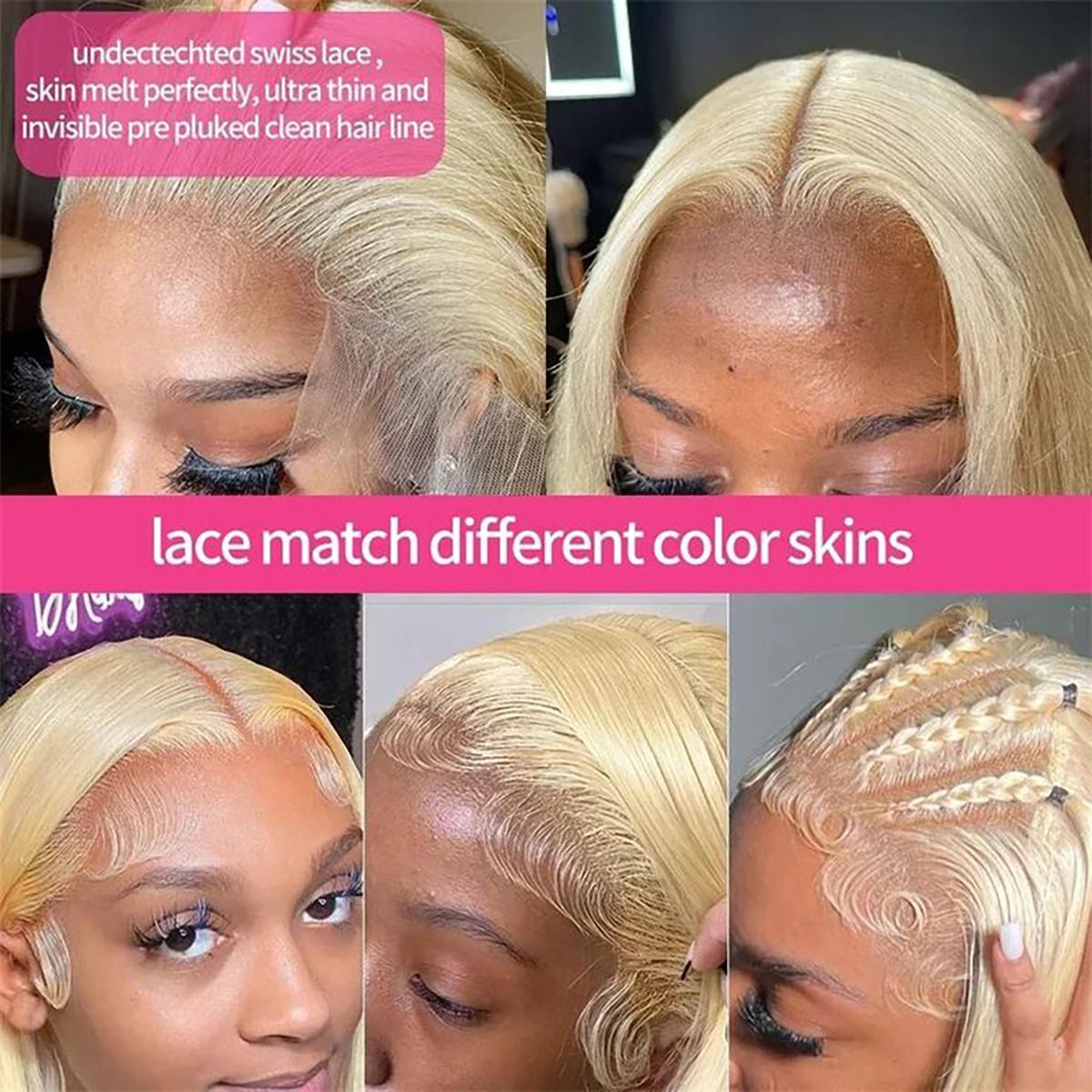 Tuneful 613 Blonde Body Wave Wig 13x6 Lace Front Wig P4/27 Ombre Pre Plucked Lace Frontal Human Hair Wig 99J HD Transparent Lace Front Wig For Black Women 40 inch Colored Hair Wigs