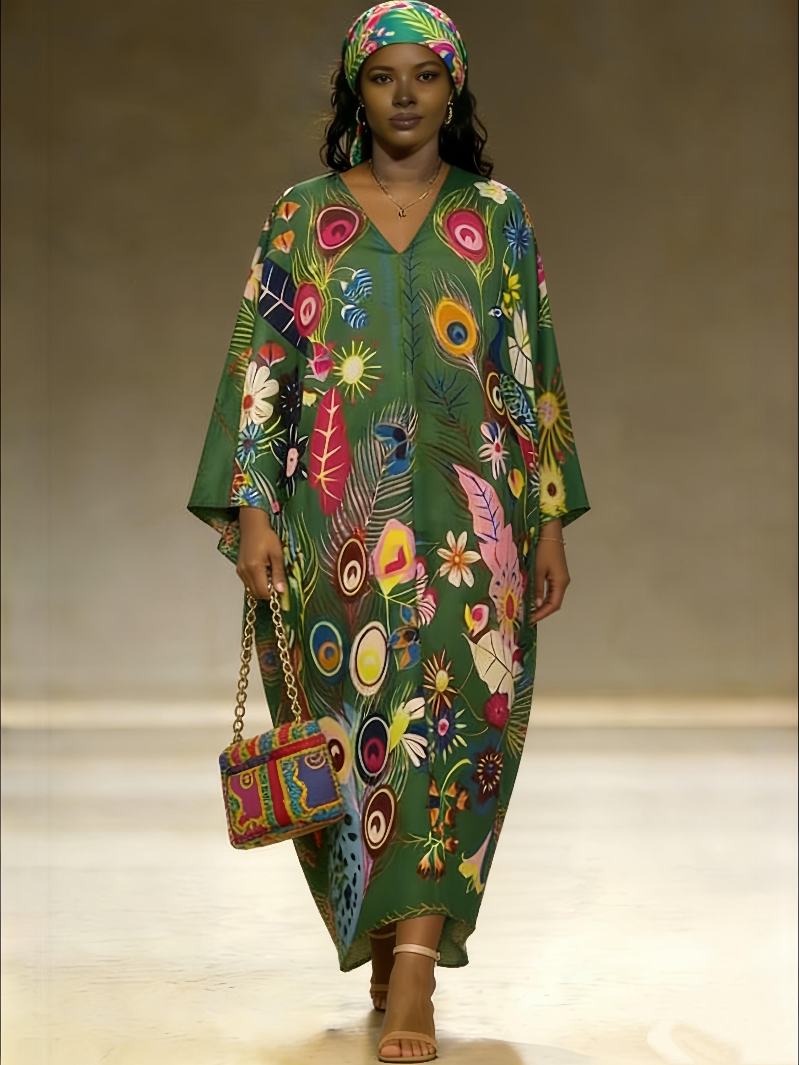 2-piece set woman‘ s Boho Kaftan Beach Cover Up  – Oversized Maxi Dress Beachwear for Summer Vacation & Resort Wear ✨