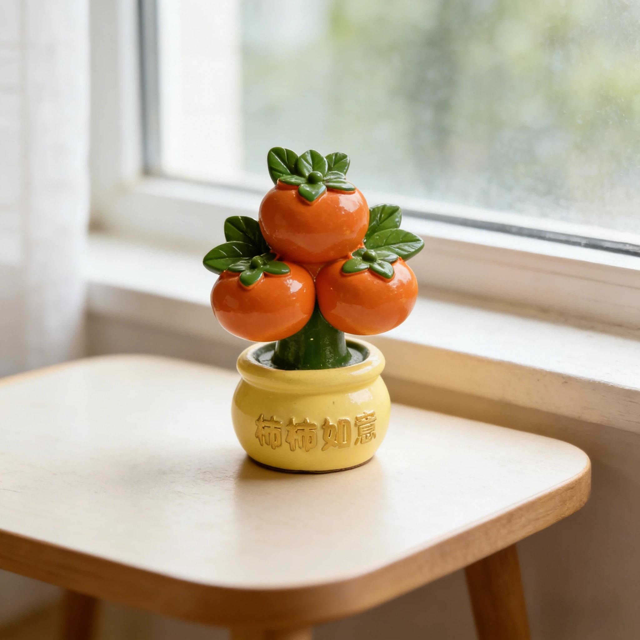 Resin Statue Feng Shui Symbol, Round Persimmon Design, Desktop Entryway Car Decor, Home Decoration Gift for Moving In, Opening, New Year, Birthday