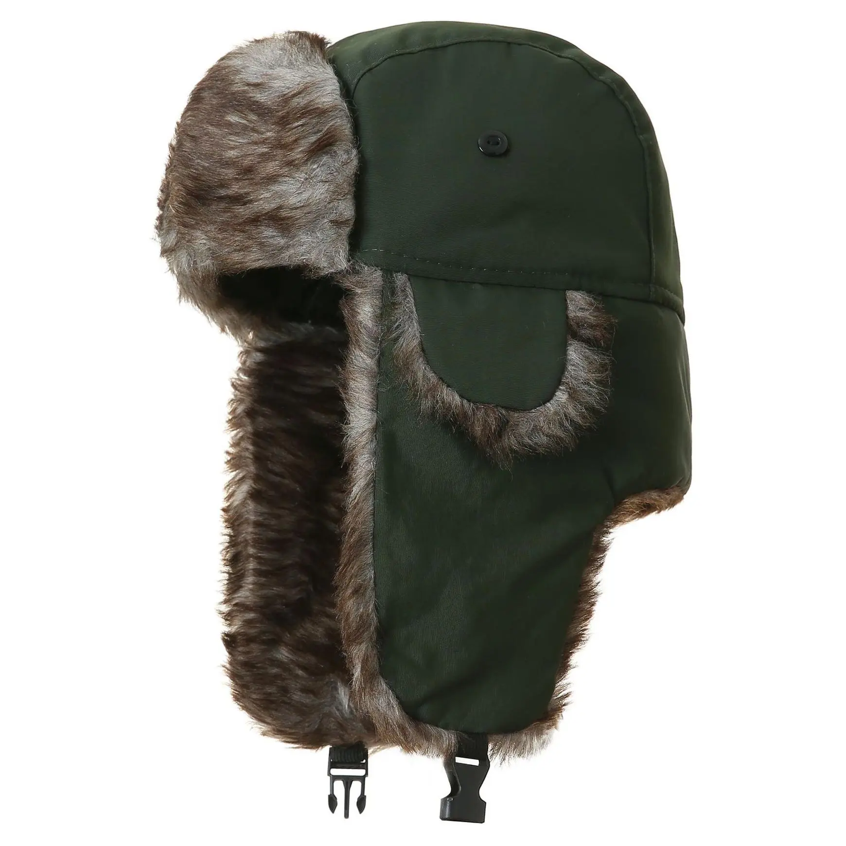 Unisex Faux Fur Trapper Hat, Russian Aviator Style Windproof Winter Cap with Adjustable Ear Flaps for Snow and Skiing, Adjustable Hat