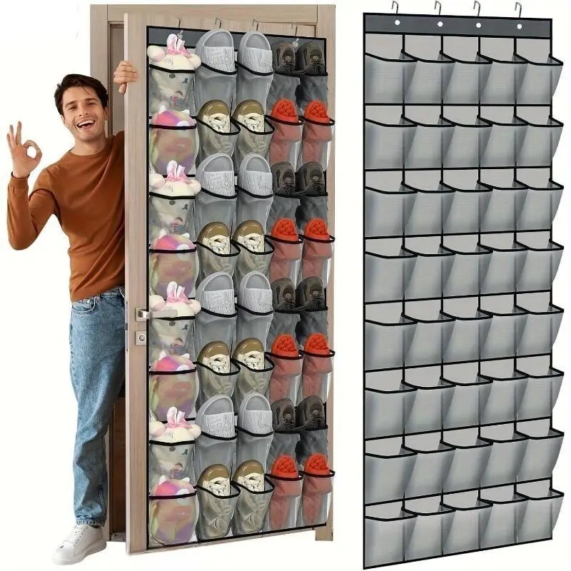 Multifunctional Hangable Over-the-Door Shoe Organizer Rack - Wall-Mounted Bag Accessory with Multiple Pockets, Space-Saving Holder for Shoes & Household Sundries, Shoe Organizer Set, Wall Mount