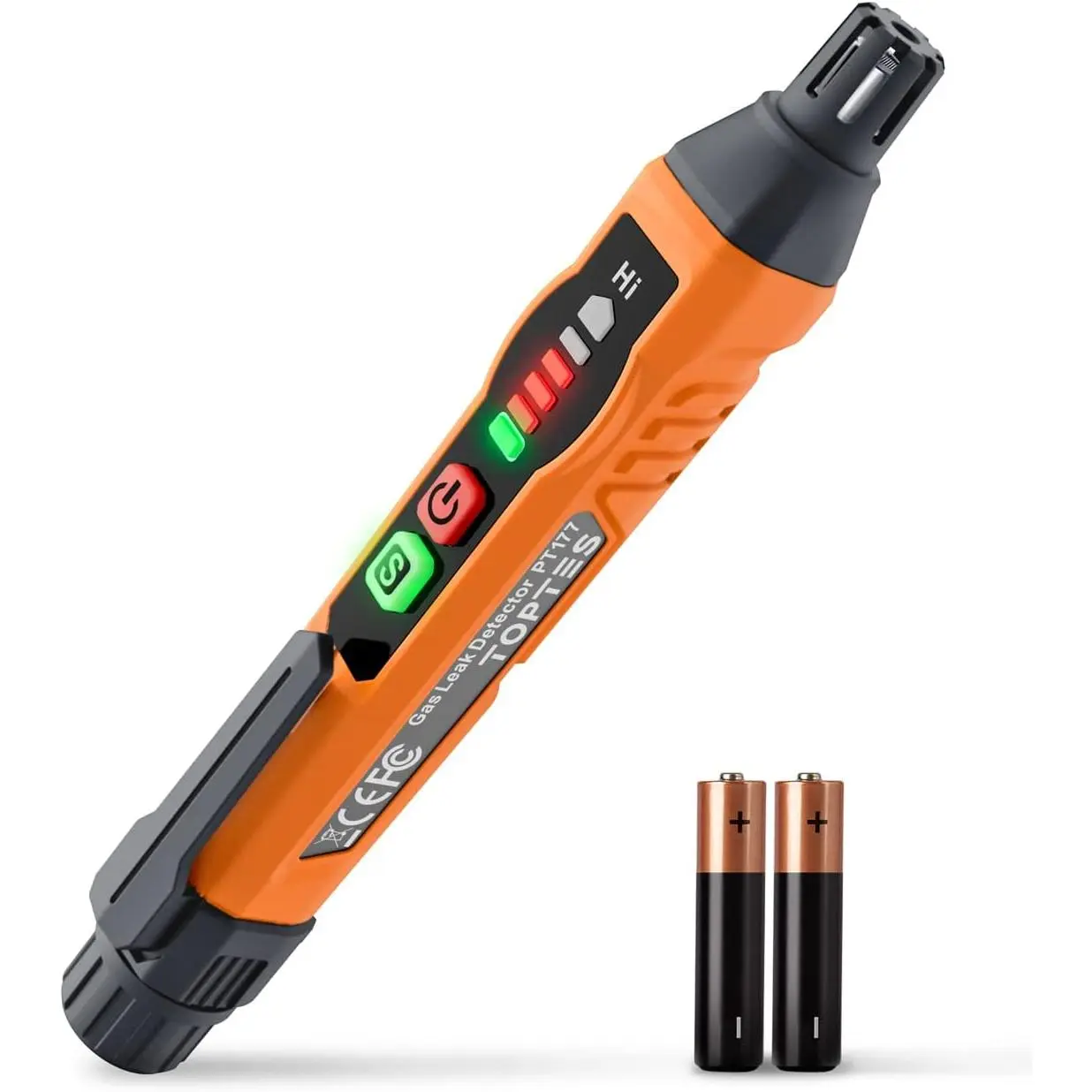 Natural Gas Detector, TopTes PT177 Gas Leak Detector with Audible & Visual Alarm, Portable Gas Sniffer to Locate Combustible Leak Sources Like Methane, Propane for Home (Includes Battery x2)-Orange