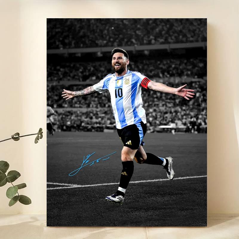 1 piece/set frameless canvas painting print poster, unframed art print, Classic realistic art, Legend Messi Argentina Celebration,perfect gift for football lovers, ideal gift for bedroom, dorm, living room, toilet,dorm hallway, kitchen, wall decoration