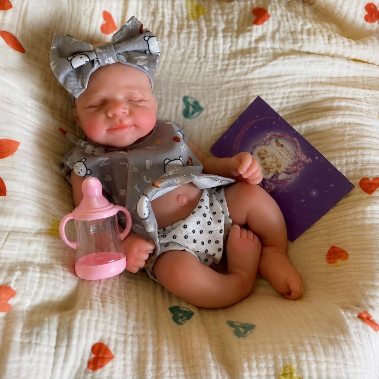 Otarddolls Adorable 13Inches Full Body Silicone Girl Doll Pascale With Hand Painted Skin Flexible Waterproof Can Open Mouth Reborn Doll Toys For Children's Gifts