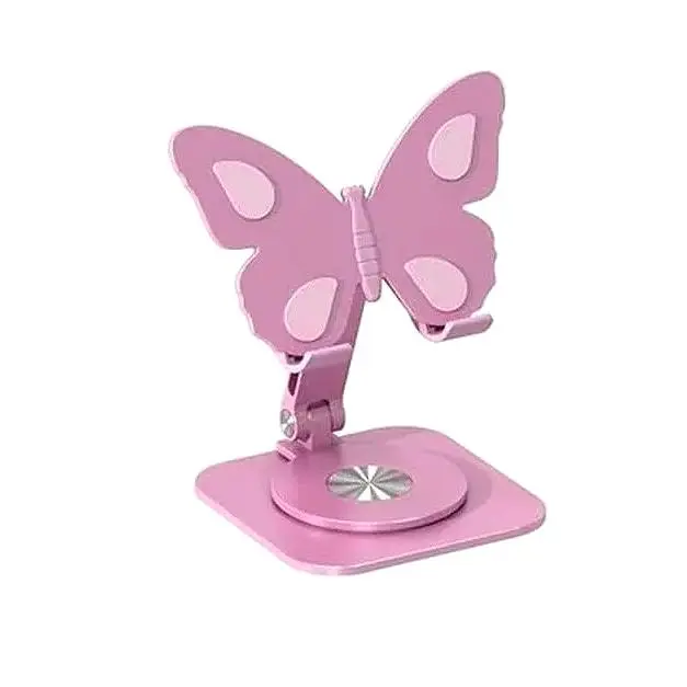 Elegant Adjustable Butterfly Aluminum Phone Stand, Durable Foldable Desktop Holder,Waterproof, Suitable for Phones and Tablets, No Battery Needed