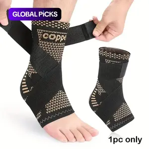 Copper Infused Ankle Protective Compression Brace with Strap, 1 Count Adjustable Breathable Ankle Support, Sports Ankle Protector for Outdoor Activities, Running, Climbing, Cycling #GLOBAL PICKS
