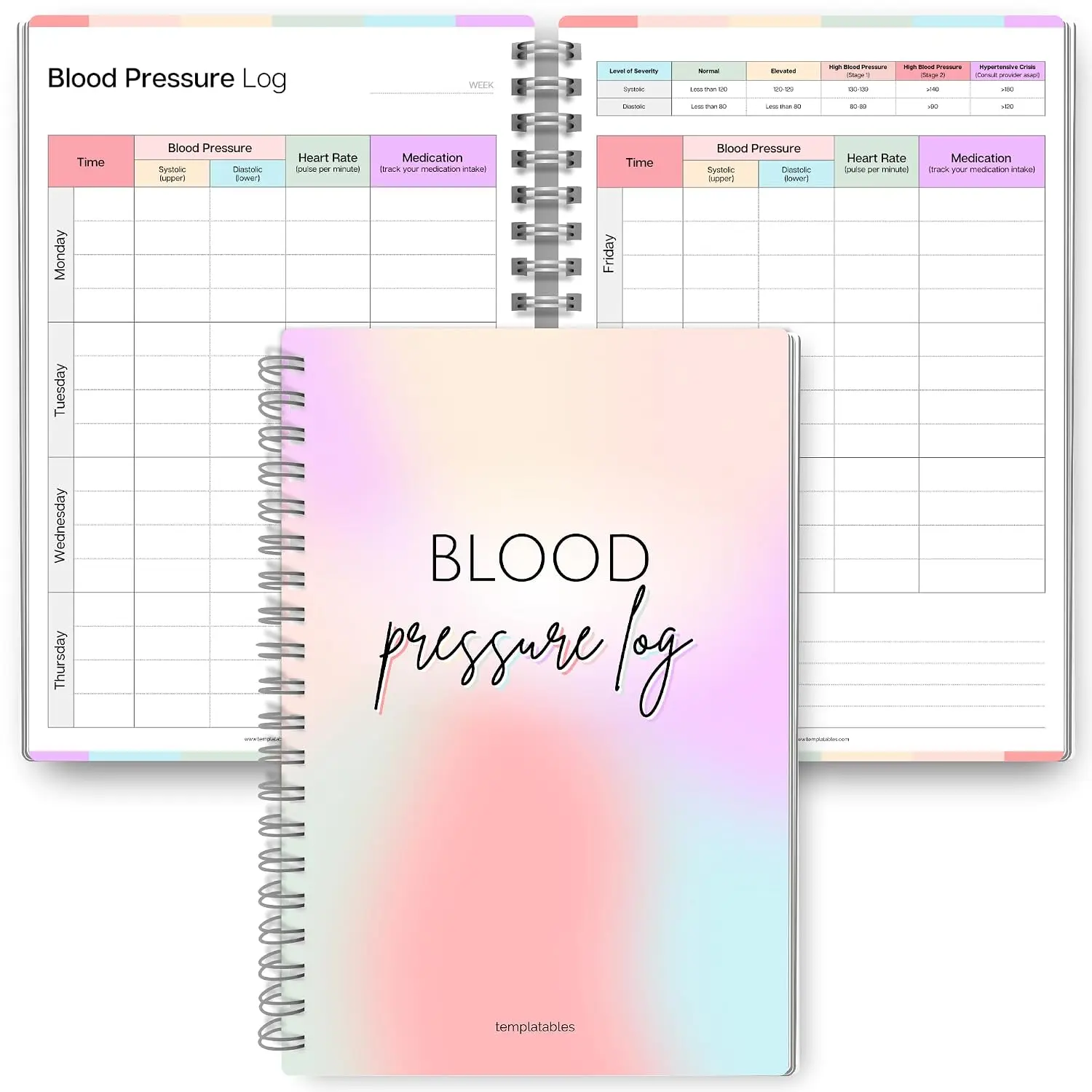 Daily   Log Book | Wire-Bound Journal to Track  , , and Medication | Soft  Pastel Cover with   Chart | 120gsm Paper | A5 (5.8" x 8.3") Colorful