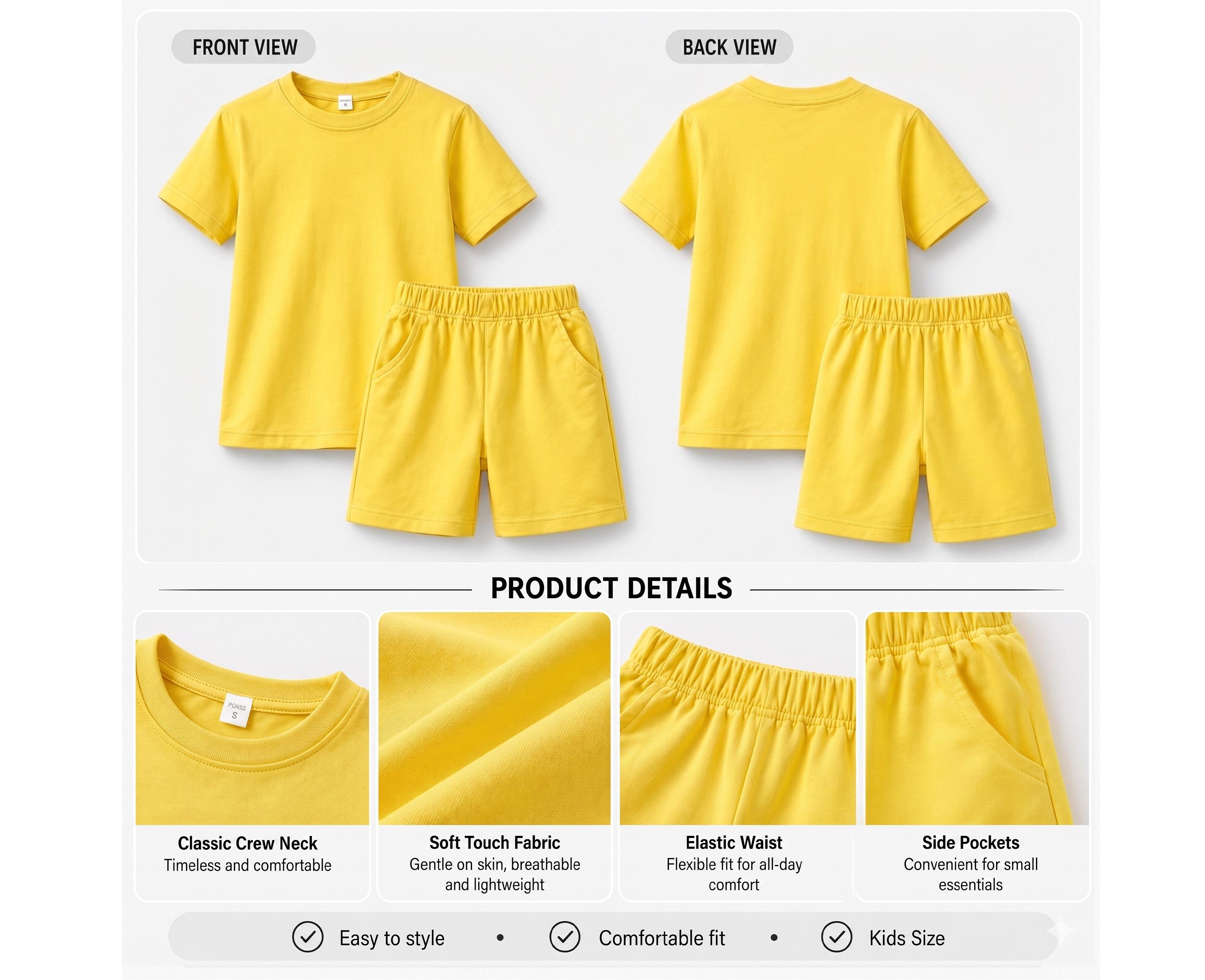 Kids’ Cartoon Shark Graphic Short Sleeve T-Shirt and Shorts Set, Casual Summer 2-Piece Outfit, Comfortable Crew Neck Clothing Set for Daily Wear, Outdoor Play, School, Vacation and Weekend Adventures