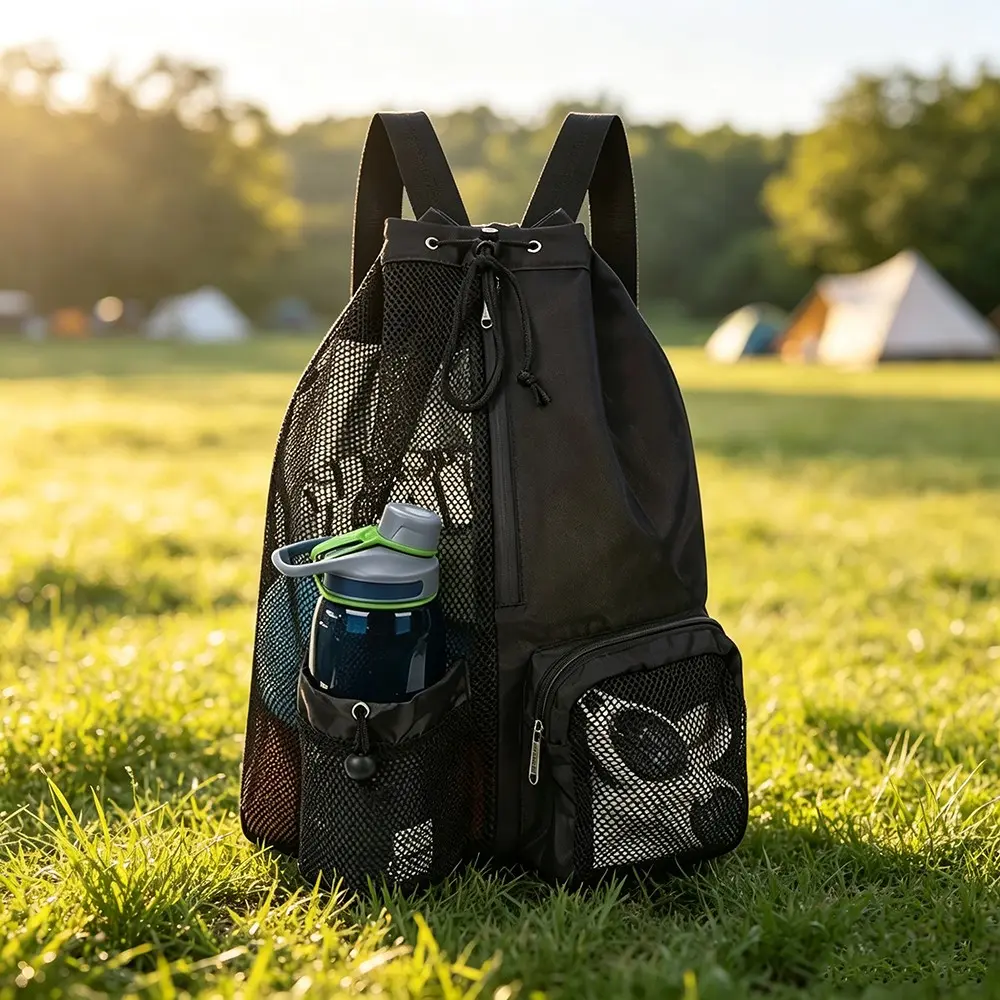 Mesh Drawstring Swimming Backpack with Dry Wet Separation Bag, Multifunctional Beach Backpack for Swim Gym Sports Equipment Storage