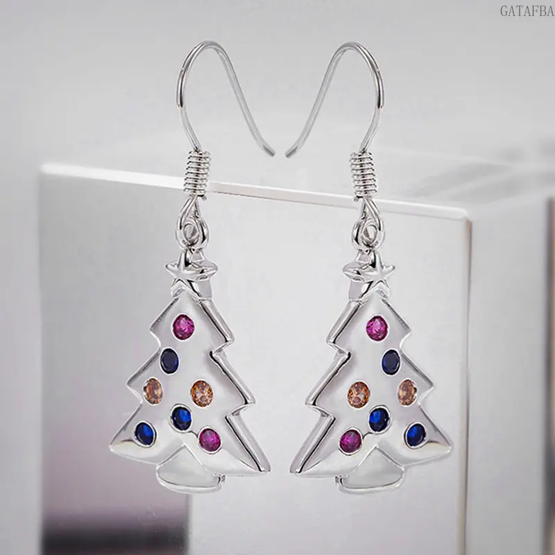 Shiny Metal Wax-set Christmas Tree Dangle Earrings,back to school,back to school haul
