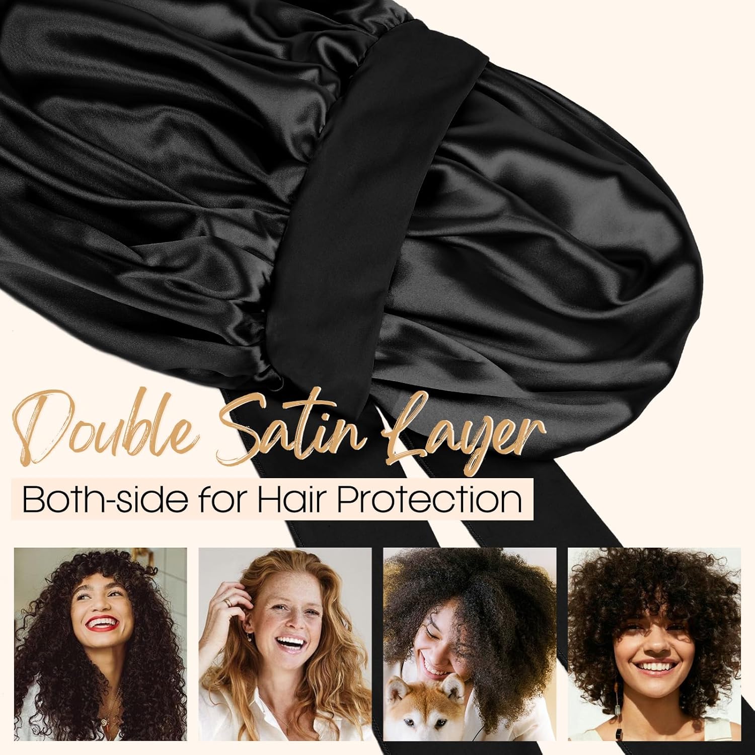 2Counts Satin Bonnet Silk Bonnet for Sleeping Double Layer Adjustable Hair Bonnet for Women Men for Curly Natural Hair with Tie Band,Heatless Styling Tool for Women Curly Hairstyles, Hair Styling Tools, Hair Products, Haircare, Hair Wraps, Hair Care Cap