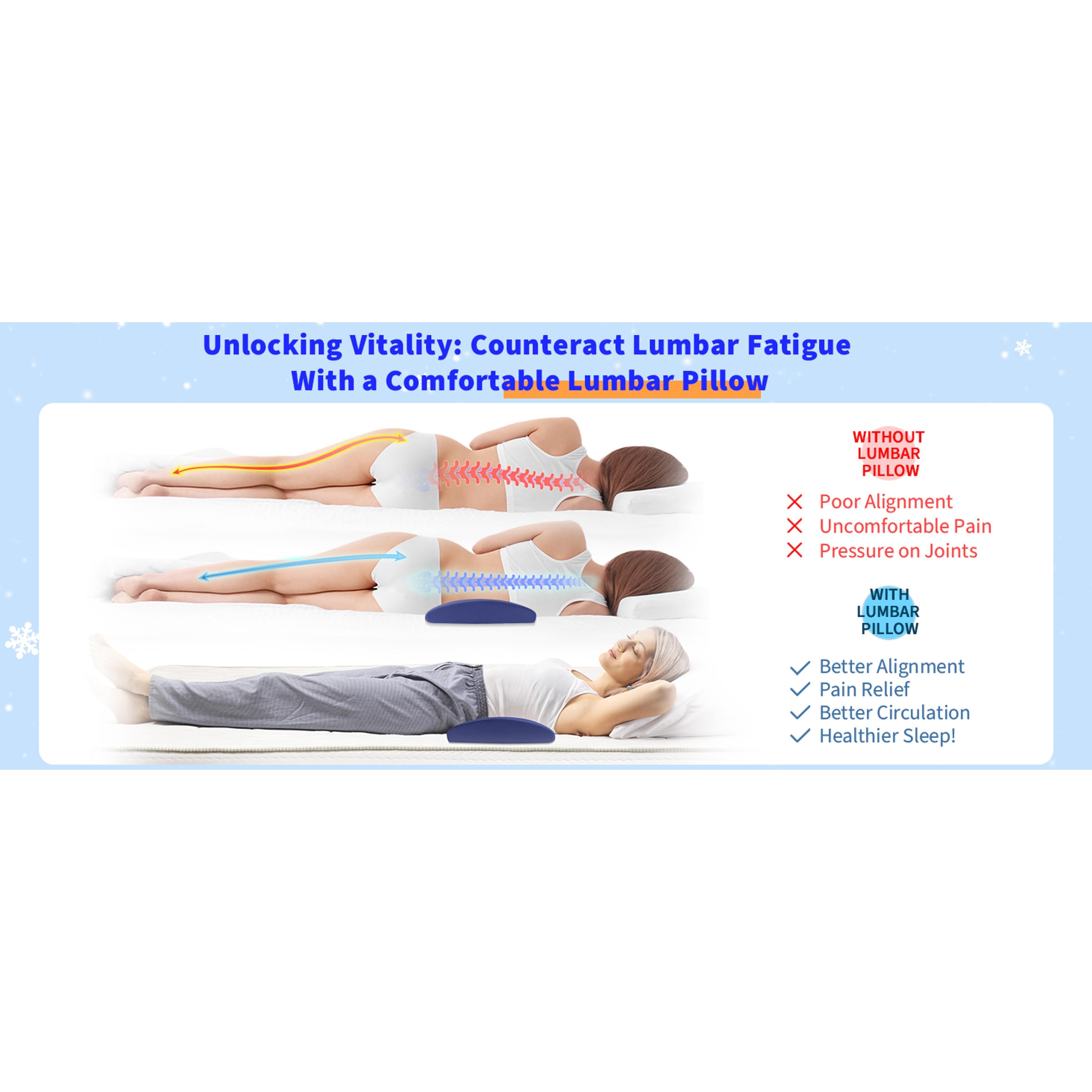 Lumbar Support Pillow for Bed Relief Back Pain: Lower Back Pillow for Sleeping - Memory Foam Waist Pillow - Cooling Back Bolster Pillow for Side, Back&Stomach Sleepers - Bed Rest Pillow for Car, Sofa